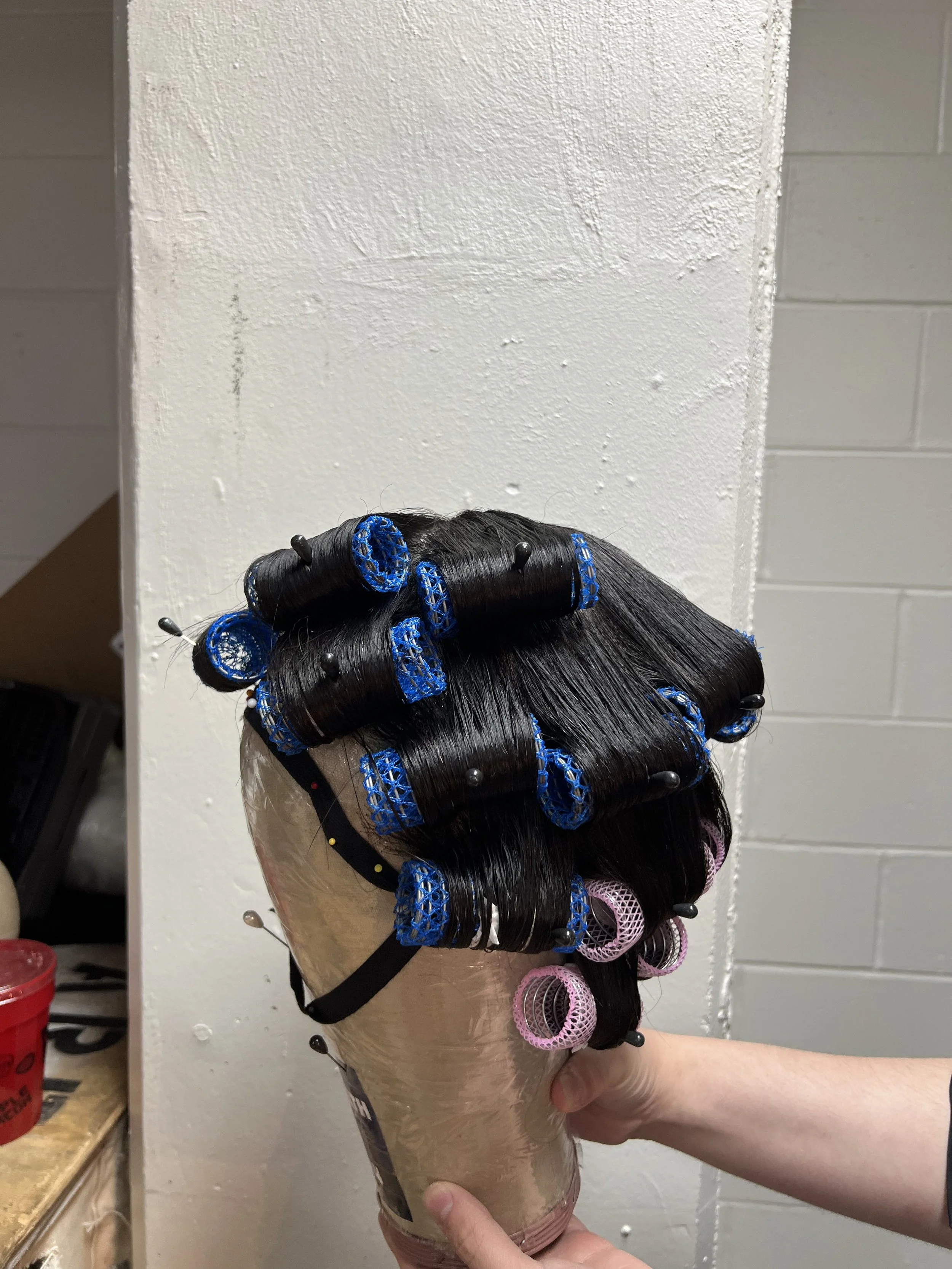  Process wig being prepped, side 