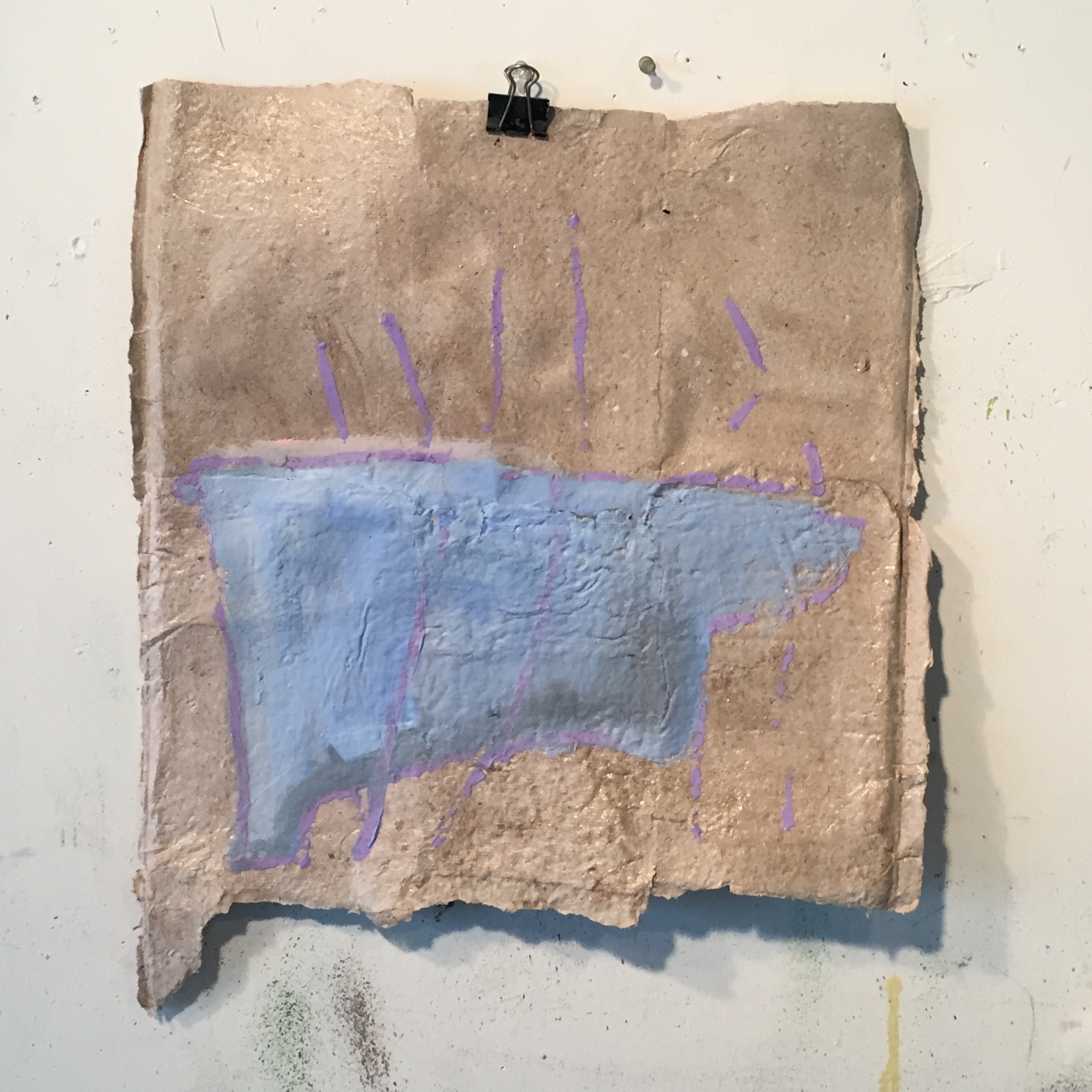 the weight of it, 2018. gouache on handmade paper 15x18