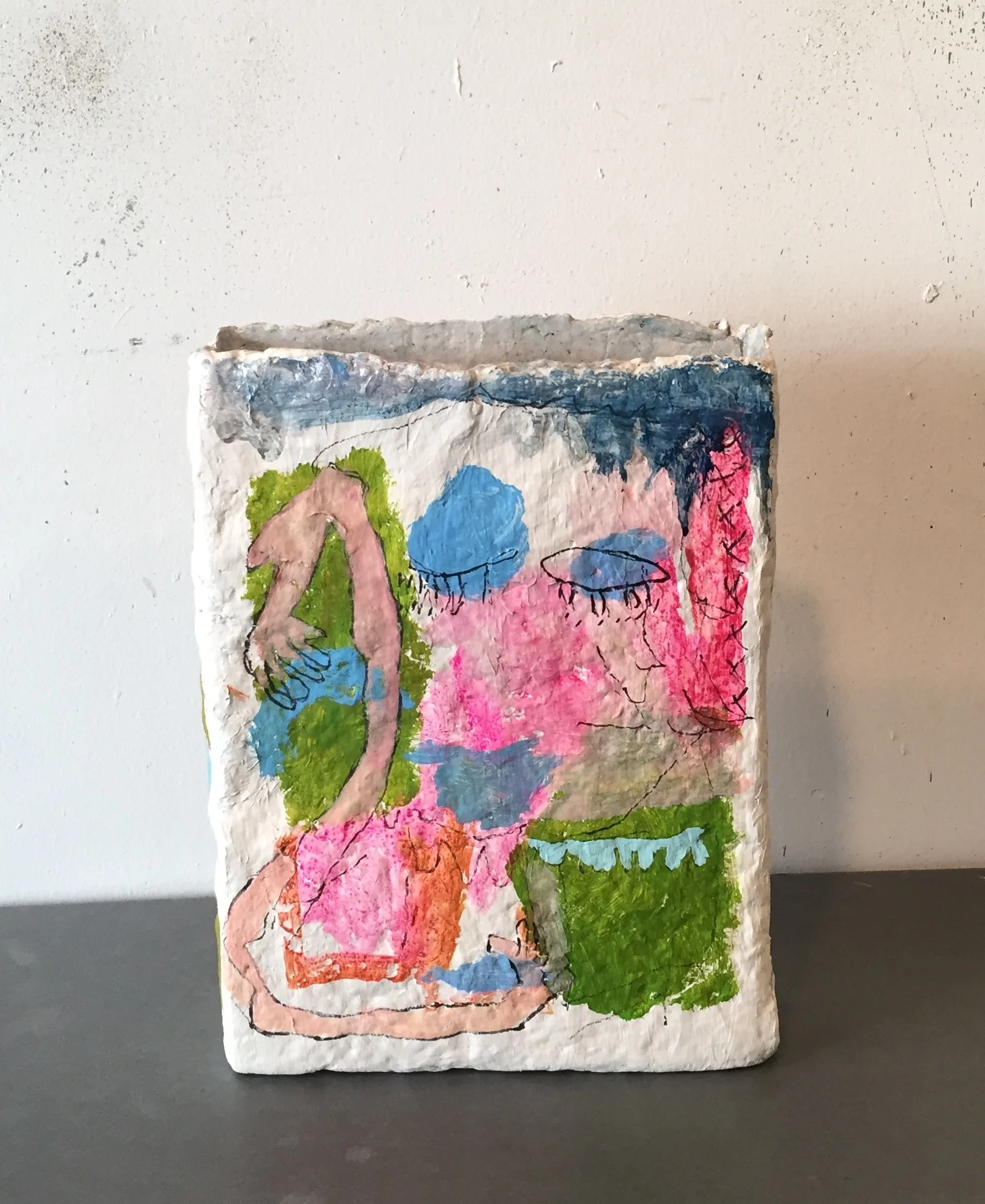 an event (2 views) 2018 gouache and sharpie on handmade paper