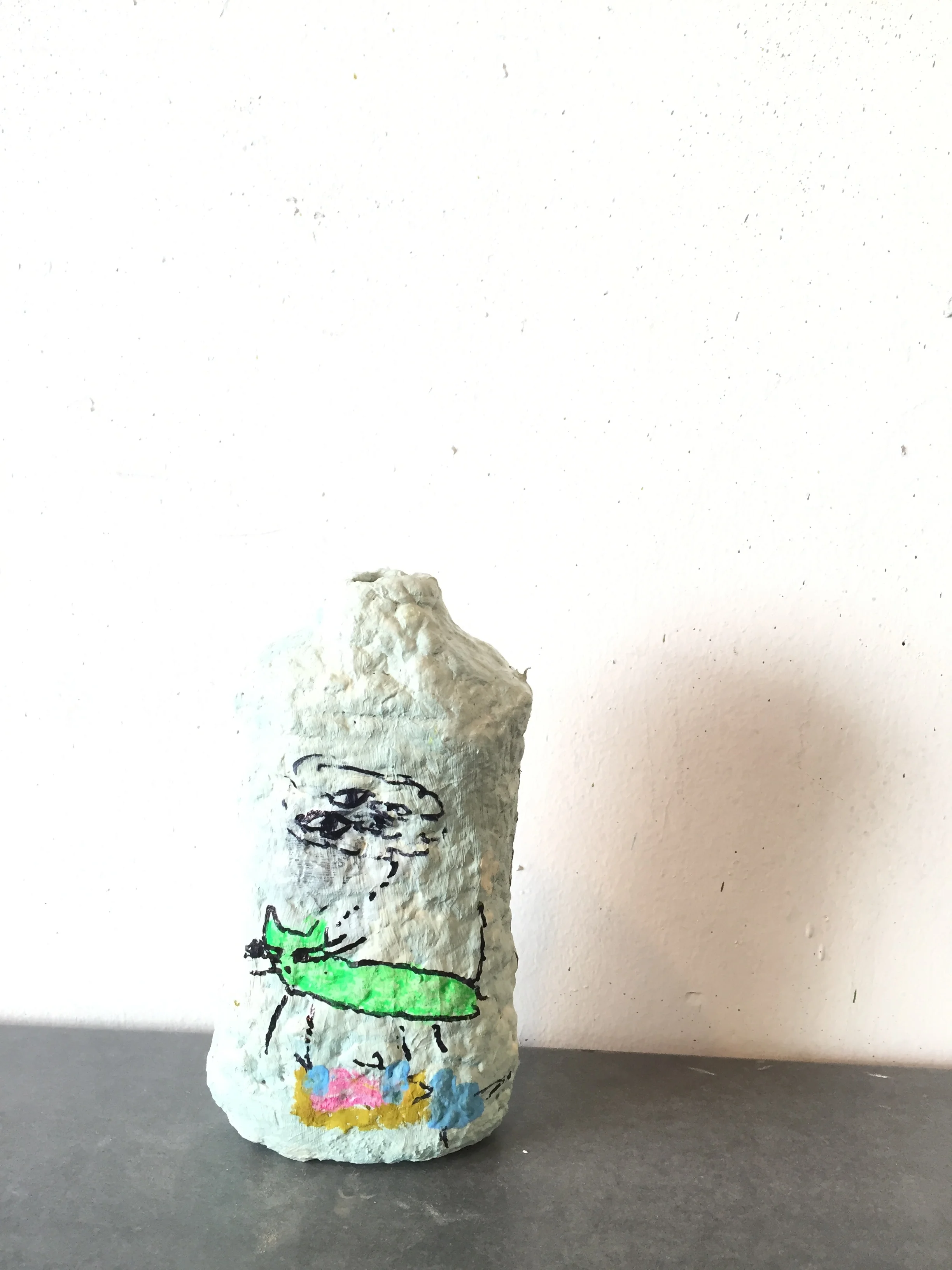 cat vision (2 views) 2018, handmade paper over bottle