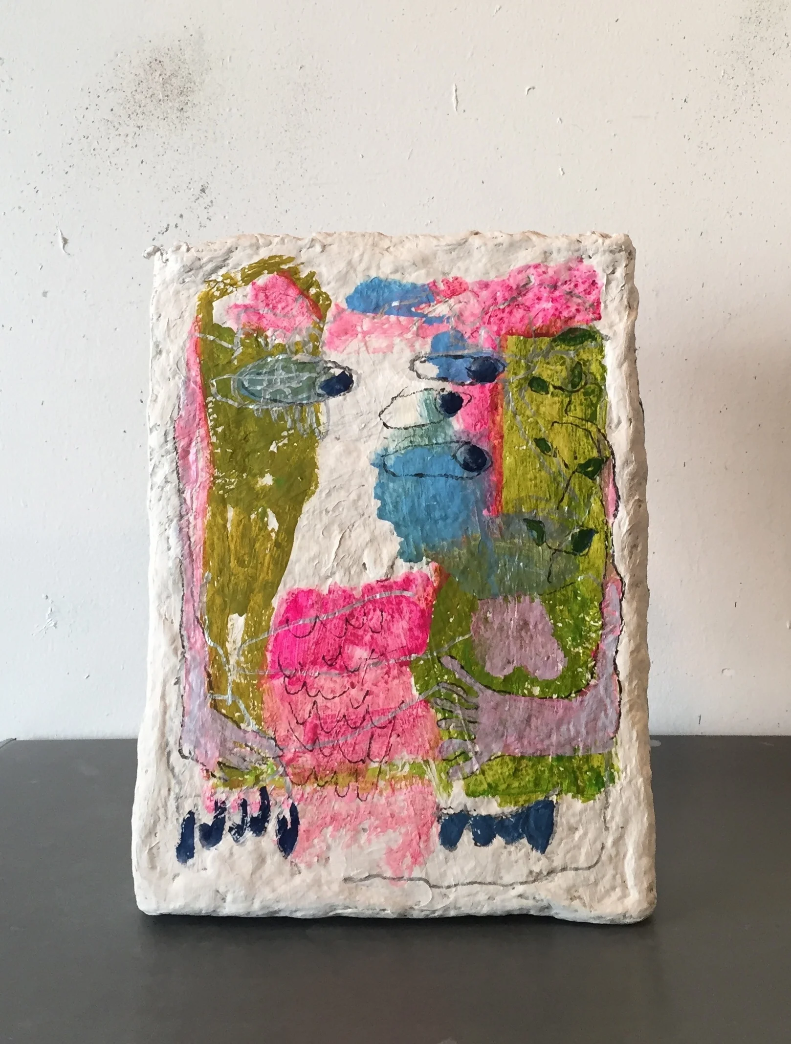 an event (2 views) 2018 gouache and sharpie on handmade paper