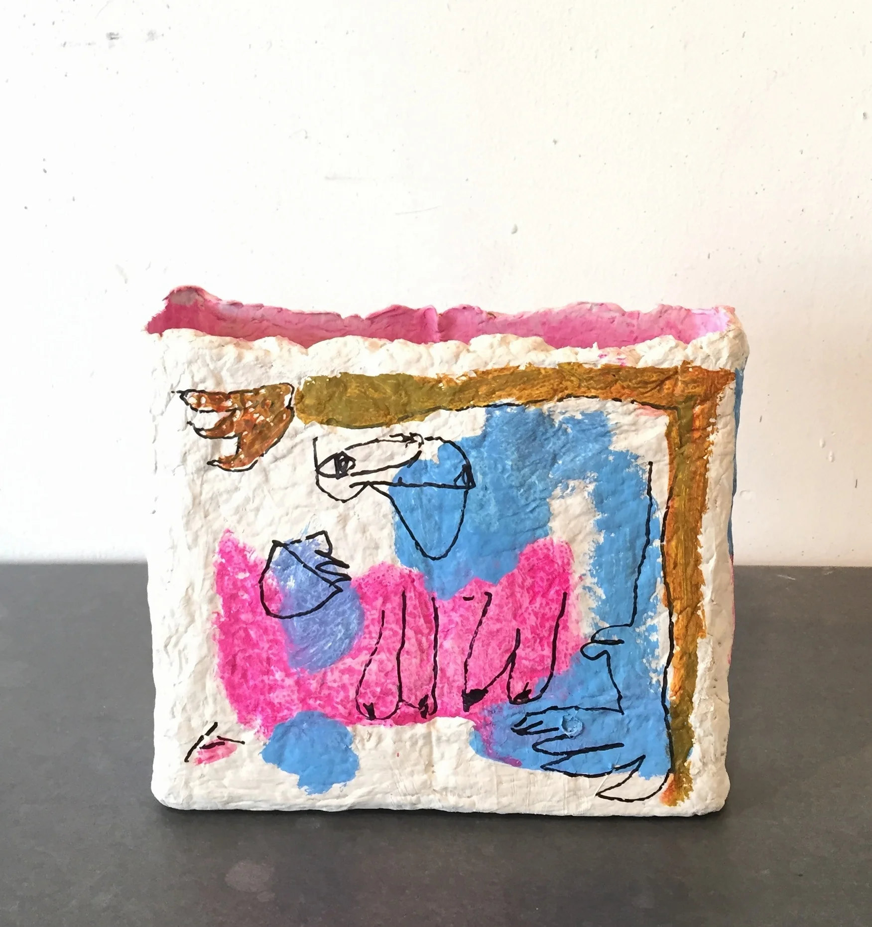 big hand (2 views) 2018 gouache and sharpie on handmade paper