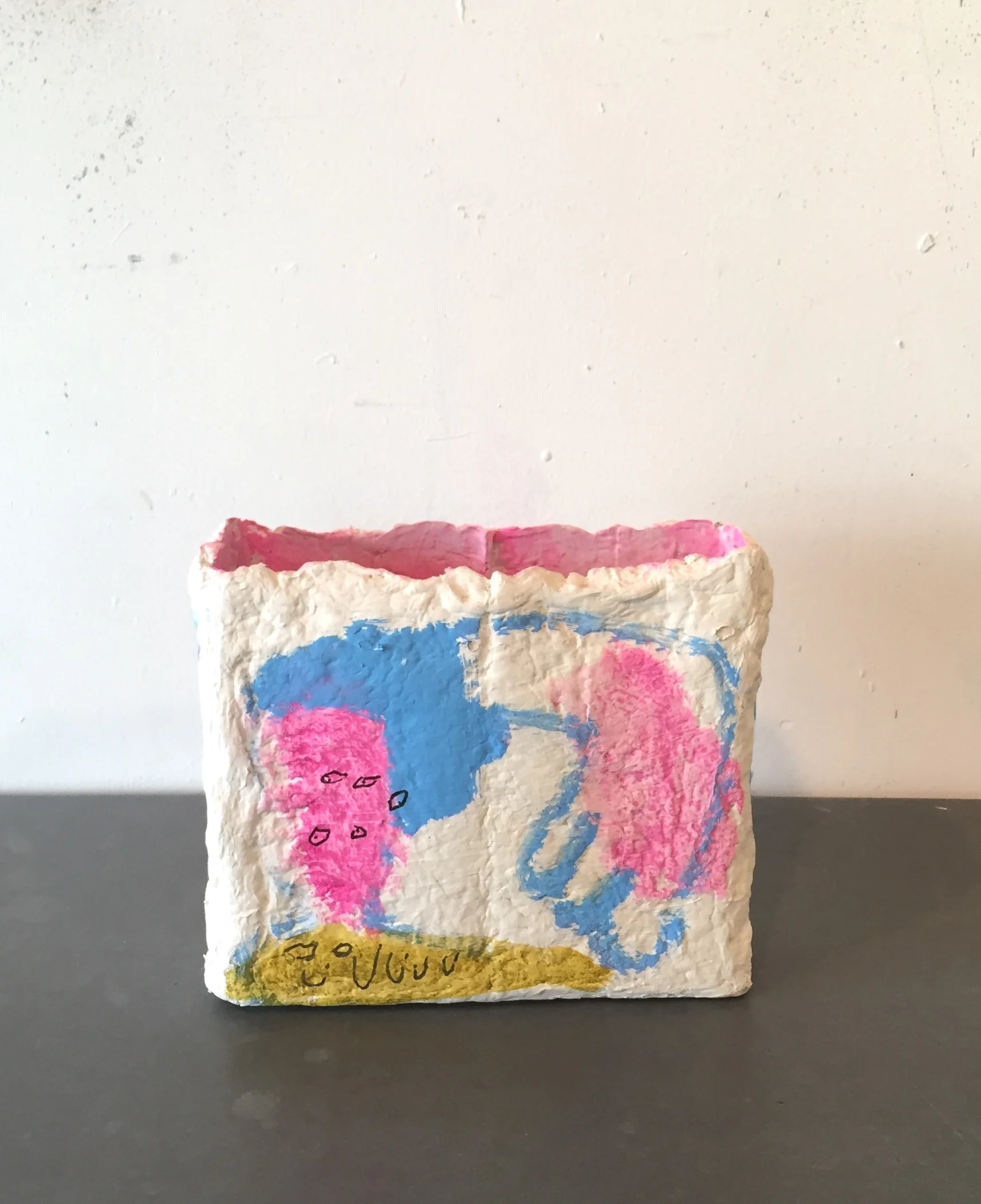 big hand (2 views) 2018 gouache and sharpie on handmade paper