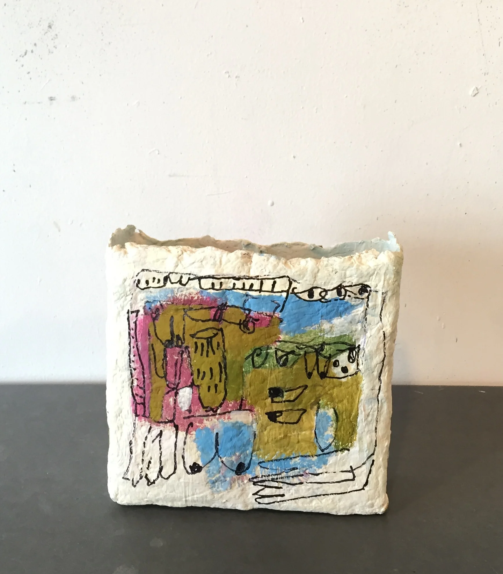 worry (2 views) 2018 gouache and sharpie on handmade paper