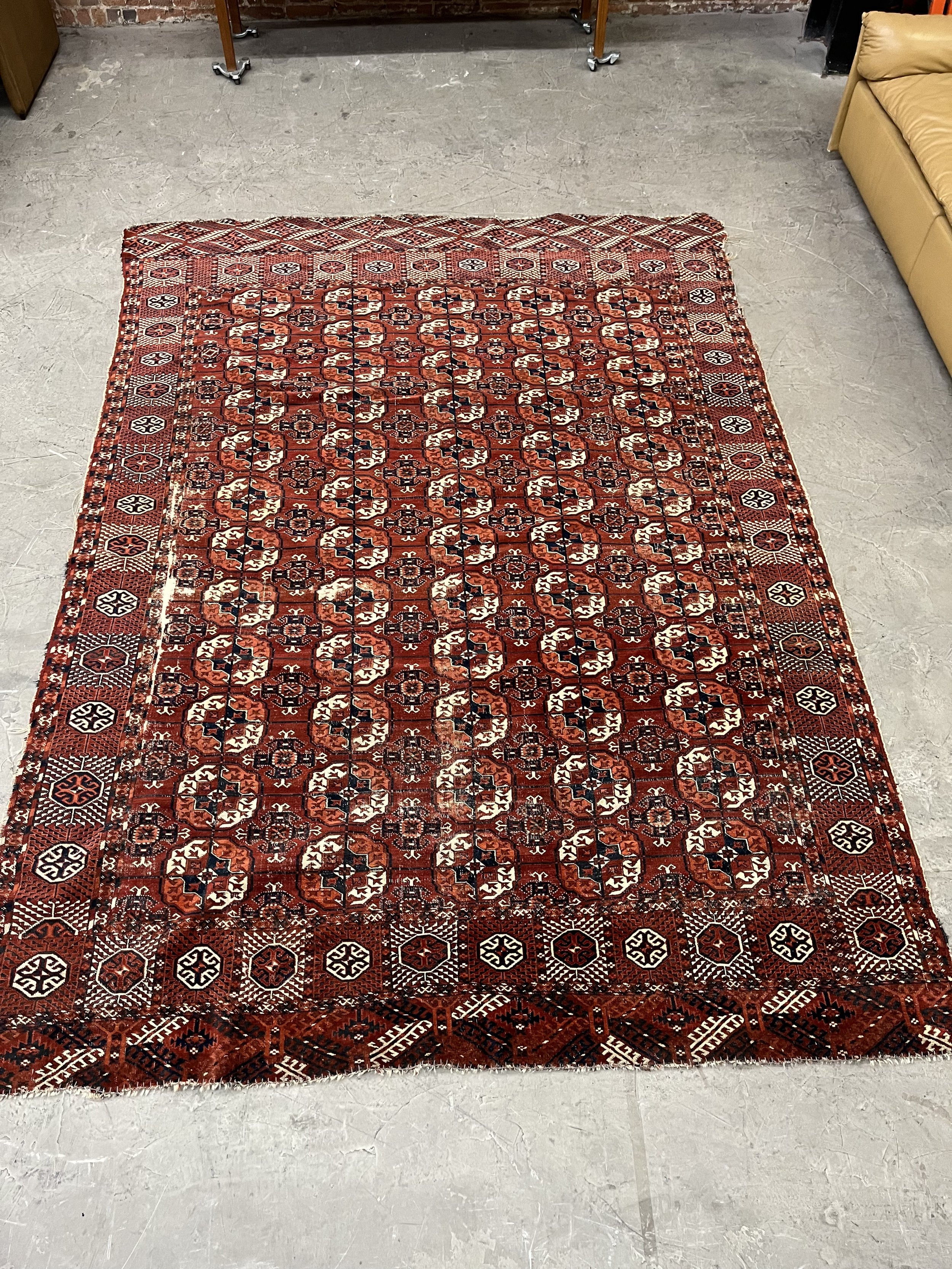 Antique Turkmen Rug 9'5" x 6'8" c. 1910