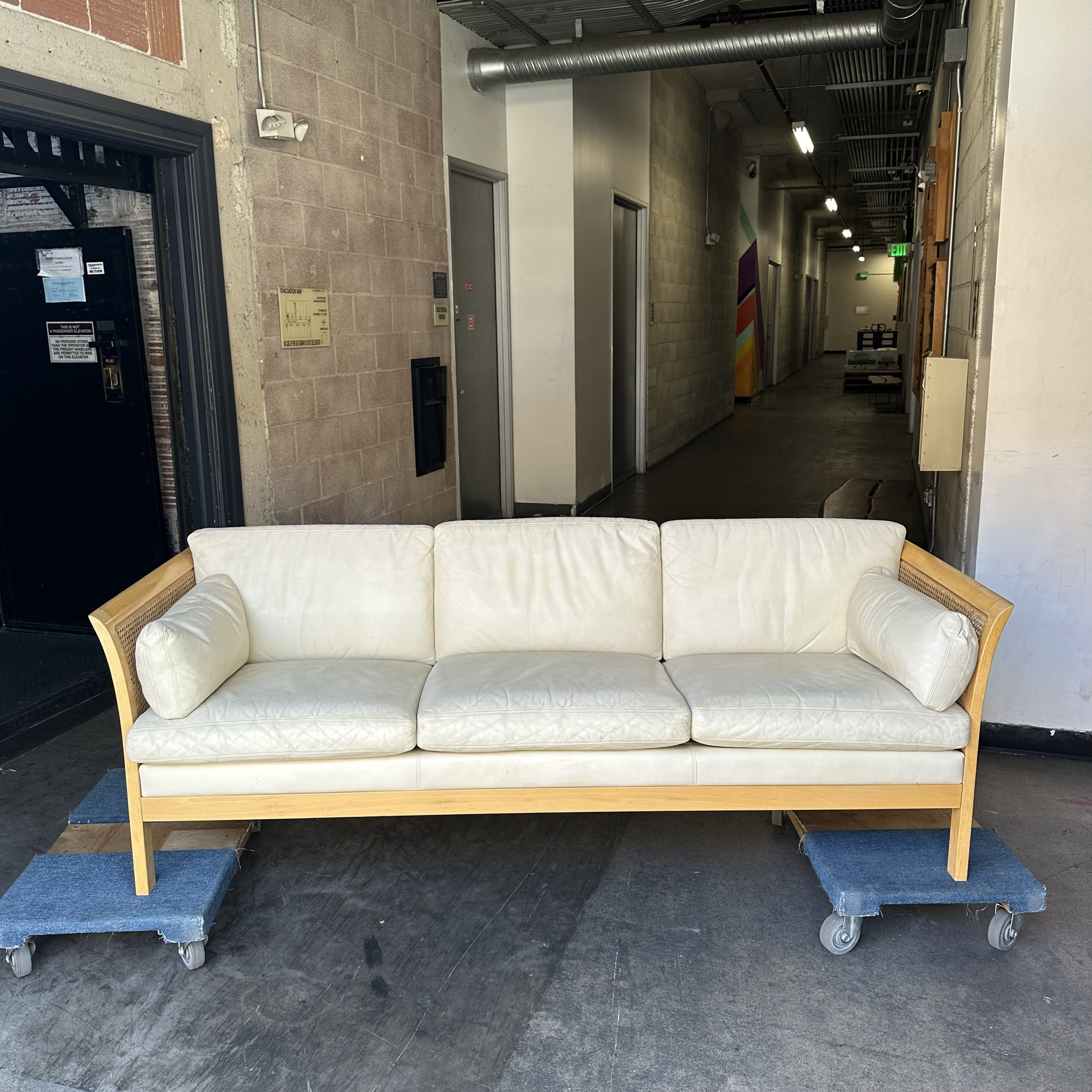 Arne Norell Rotang Leather Sofa, Sweden