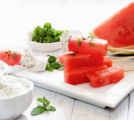 Watermelon with Mint Herb Cream Cheese