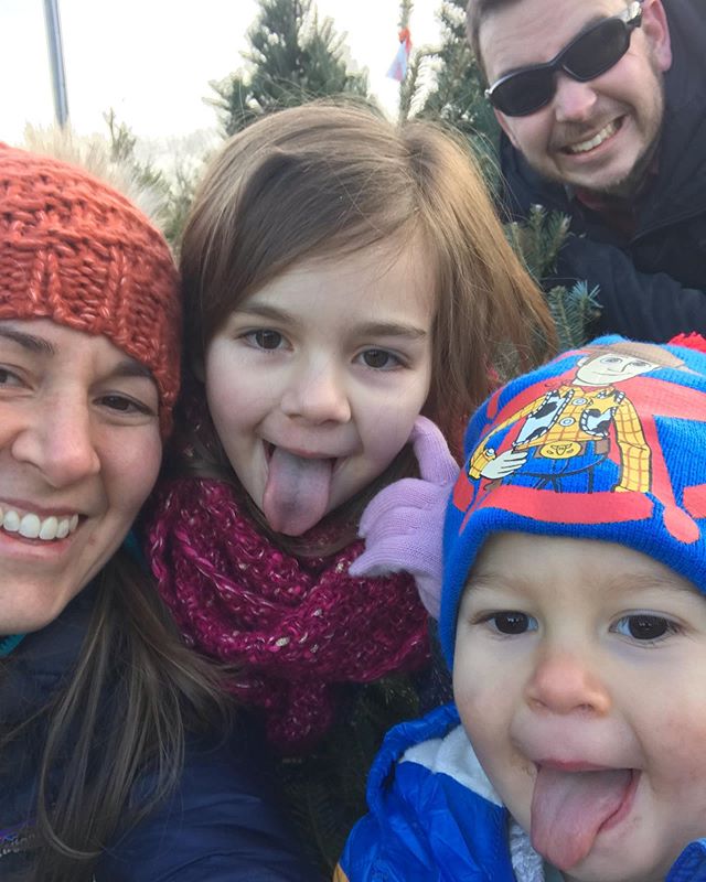 Cold noses (little runny too), warm hats and hot chocolate stained mouths... a beautiful afternoon (before the snow hits tomorrow) picking out our Christmas tree. 🎄☃️❄️ #favoritetimeofyear #familytime #babyitscoldoutside