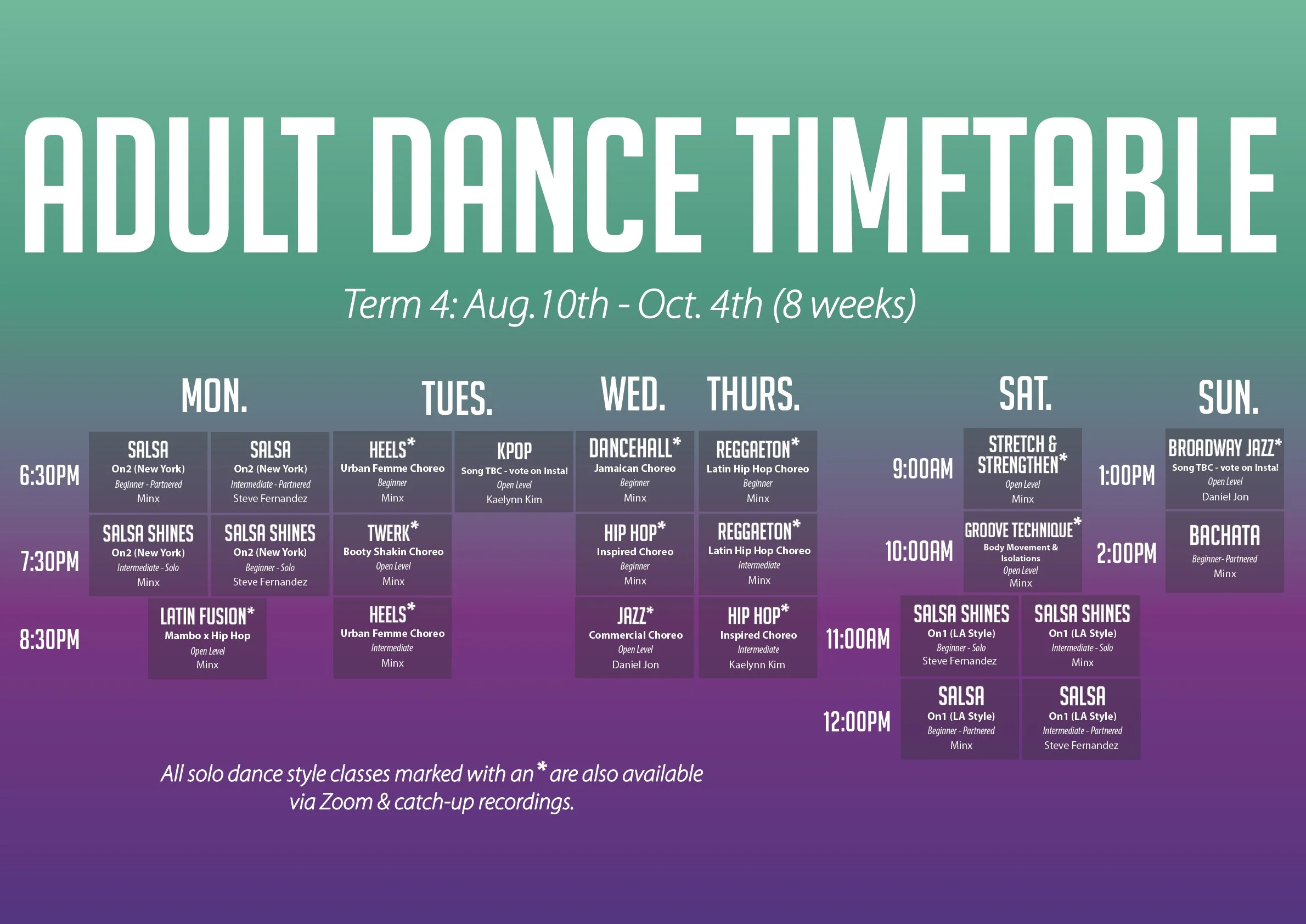 the mbassy dance classes adult melbourne cbd the district docklands salsa bachata reggaeton twerk heels kpop dancehall hip hop jazz commercial broadway stretch & strengthen technique body movement shines mambo LA New York