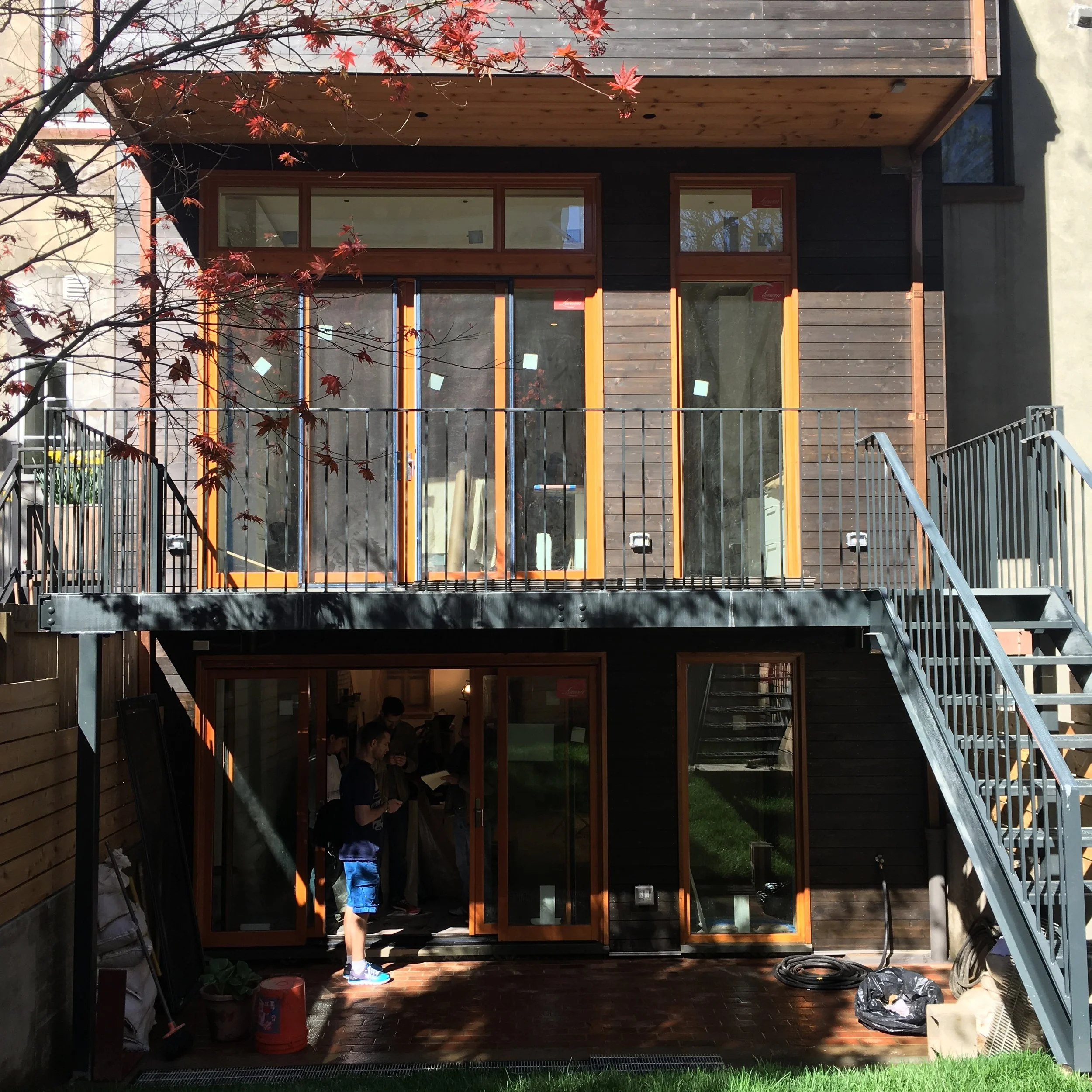  Additionally, since the kitchen is often the center of the modern family’s life at home, two levels of glass floors and an over-sized skylight in the new penthouse roof were installed directly above the kitchen island to bring natural light deep int