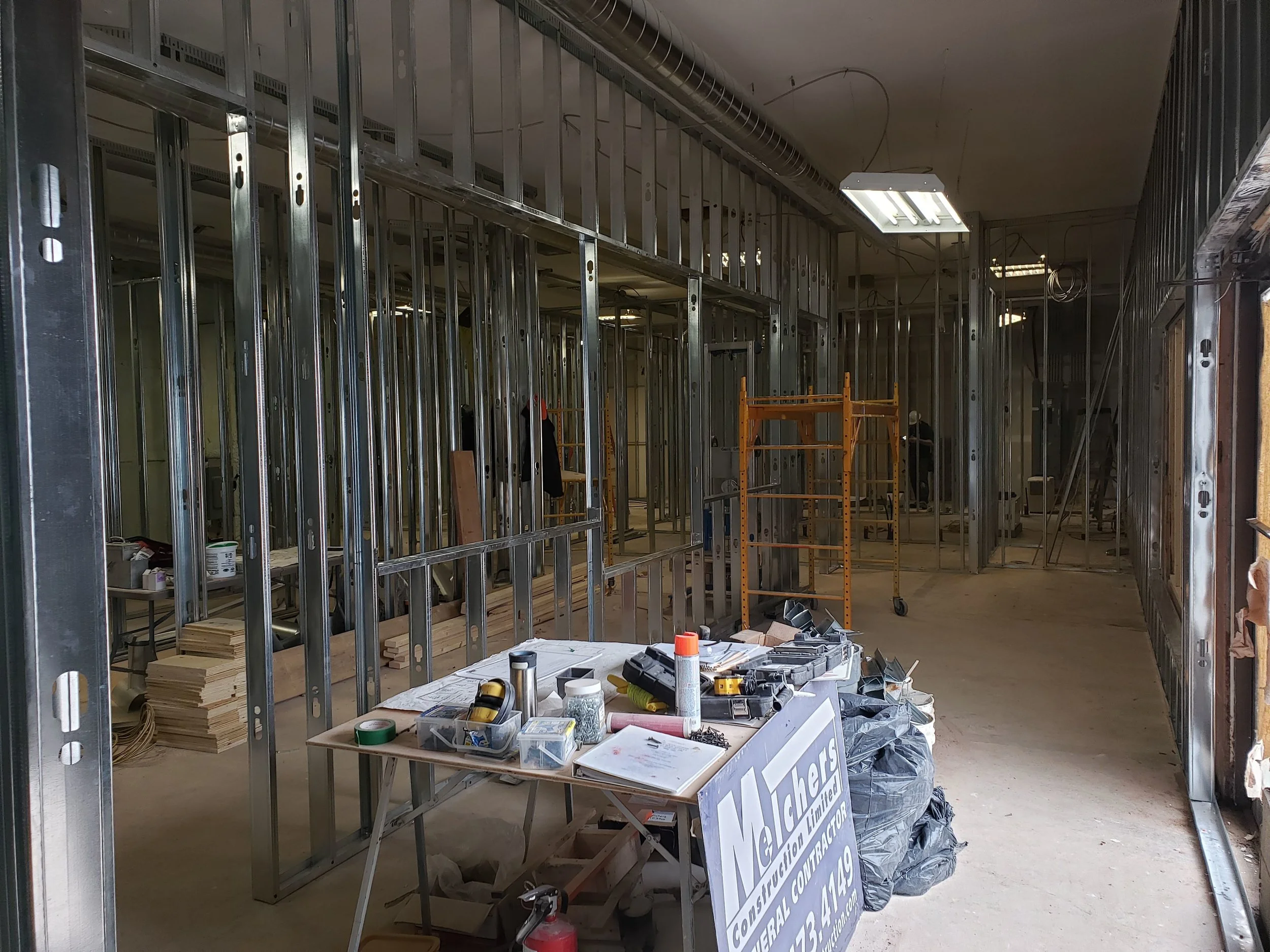 Our welcome area all framed up! today the framers finished putting all the walls up. Such an amazing job! this team is awesome!