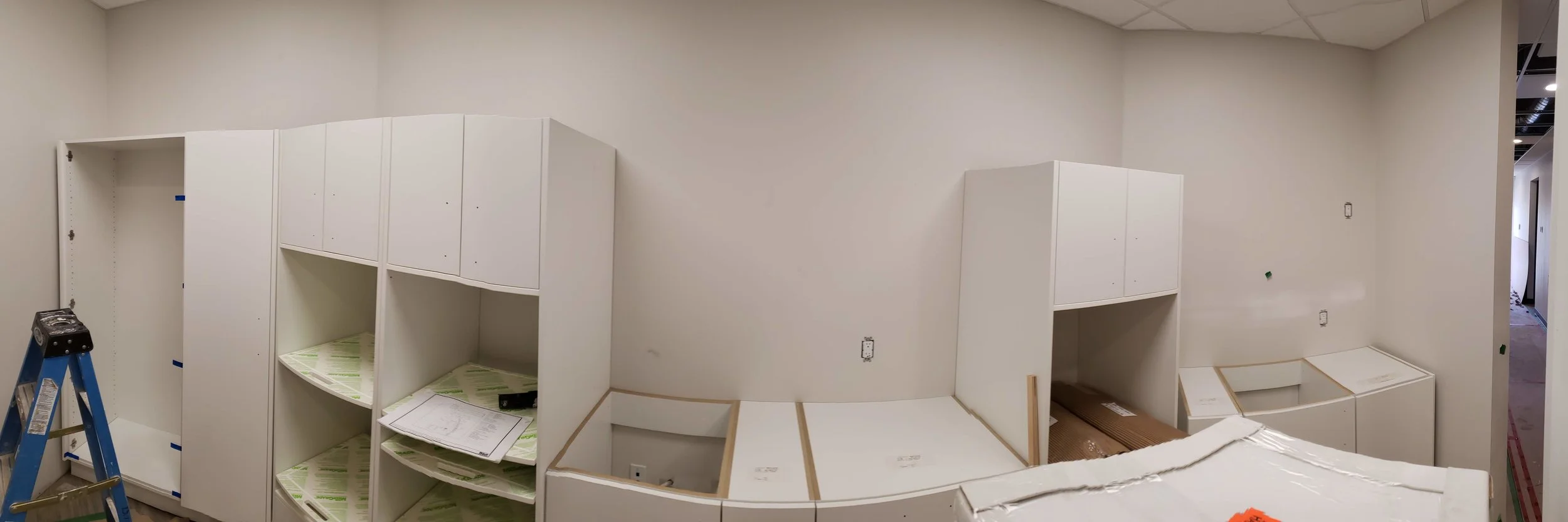 Displayed in the heart of our facility our sterilization center is being installed! Fully capable and expandable it has been designed to exceed all the requirements to keep our patients safe !
