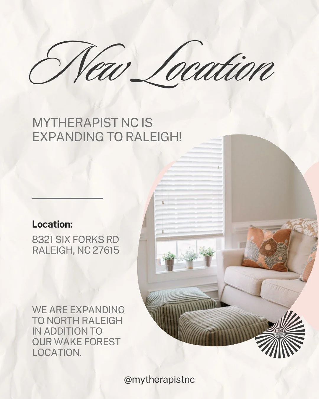 ✨ Big news, Raleigh! ✨ We&rsquo;re expanding north of North Hills at 8321 Six Forks Road, Suite 203! 🌿 Our doors are open for October appointments, and we can&rsquo;t wait to welcome you to our new space for compassionate, personalized care. 💛

📅 