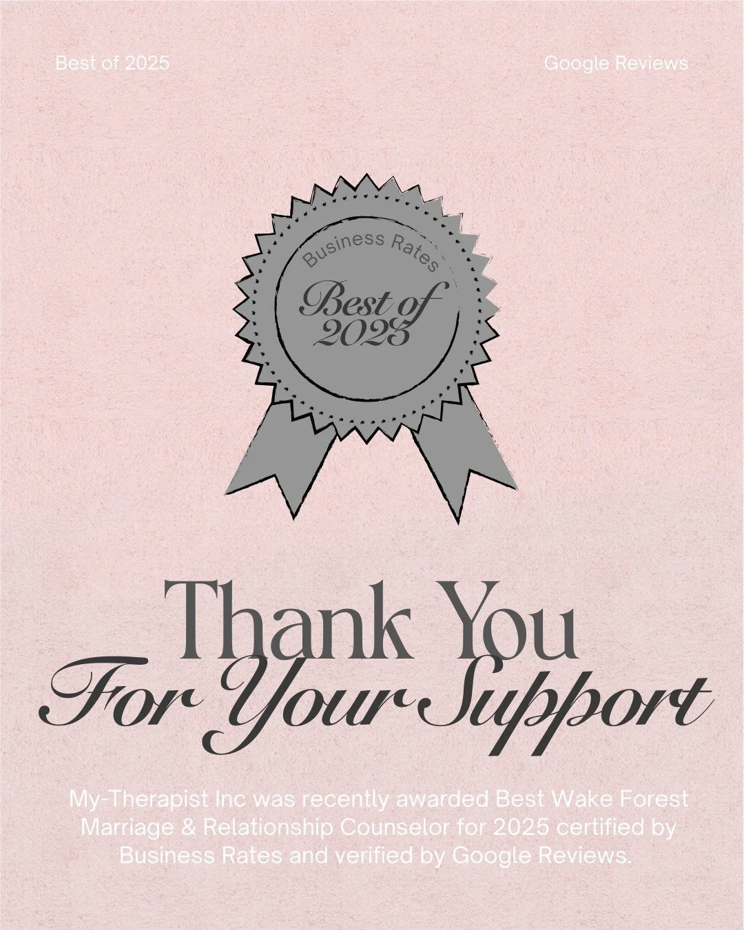We&rsquo;re honored and grateful!

 My-Therapist Inc has been recognized as Wake Forest&rsquo;s Best Marriage &amp; Relationship Counselor for 2025. Thank you to everyone who believes in our mission of love, growth, and emotional wellness. This win i