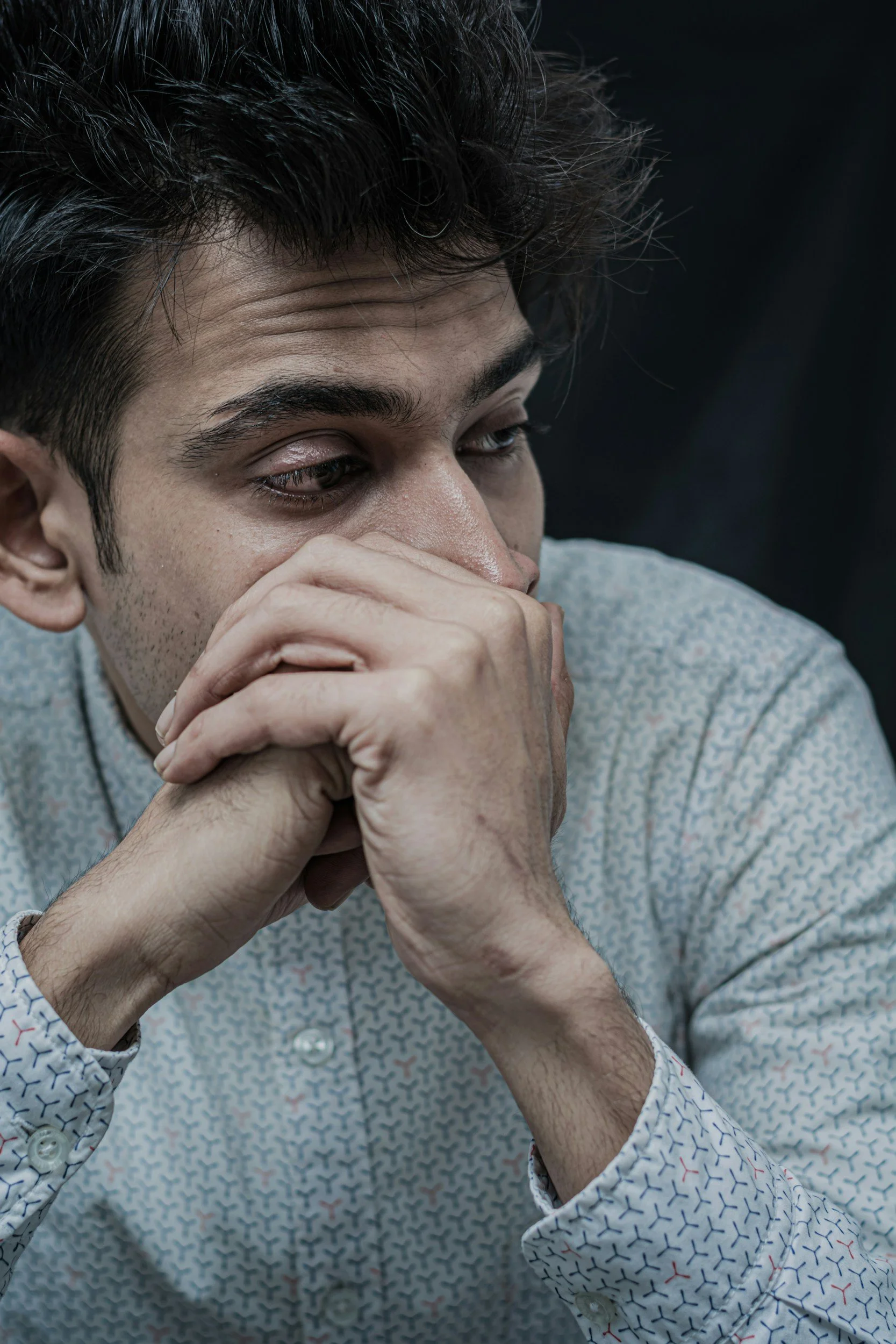 man feeling fear