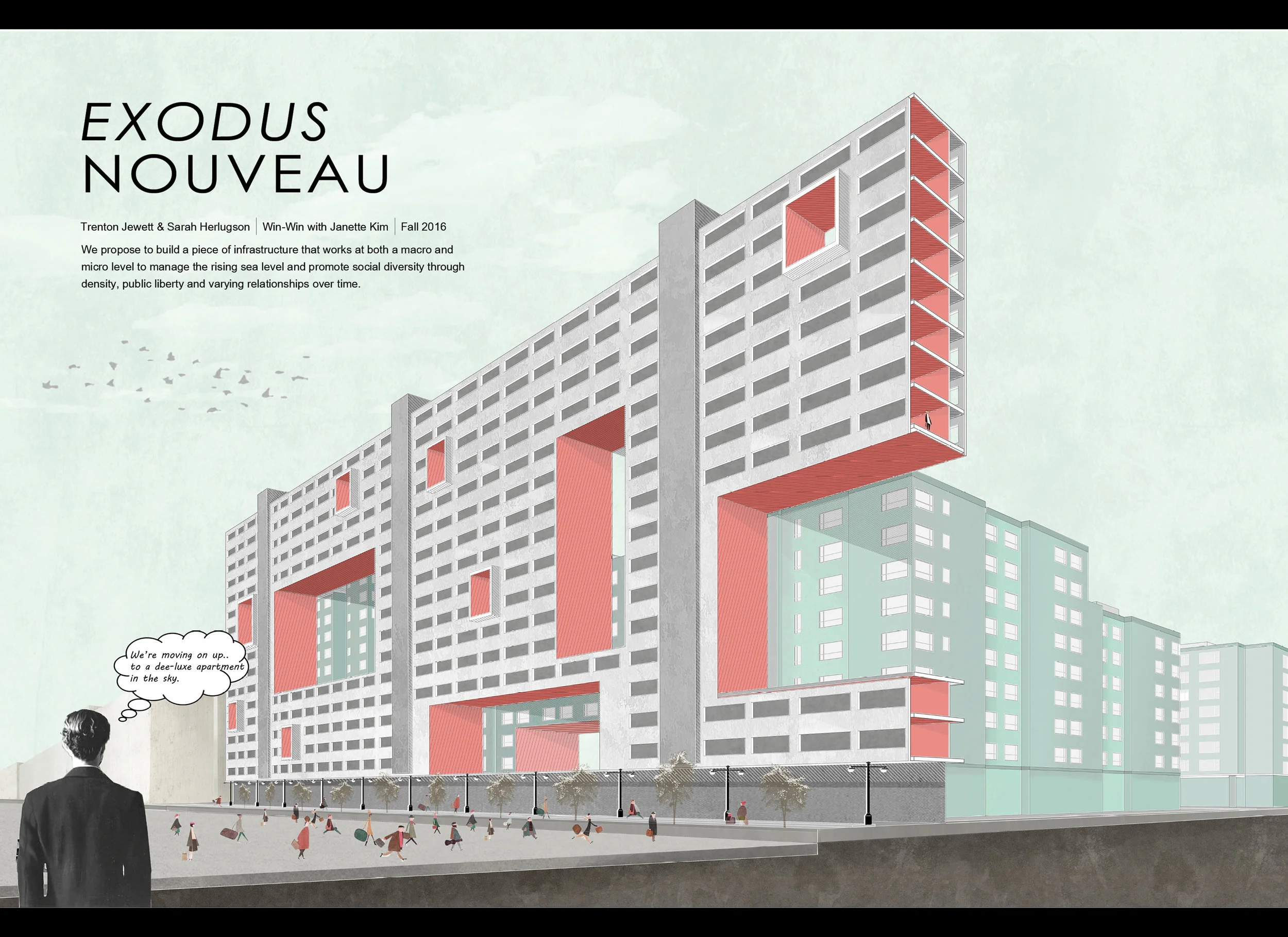 “Exodus Nouveau” proposal for Mission Bay by Sarah Herlugson and Trenton Jewett.