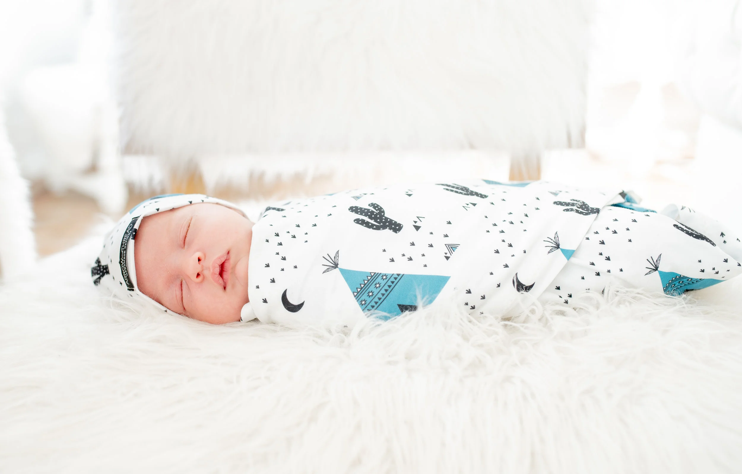 12 Colors Gender Neutral Swaddle Blanket and Beanie Headband Set