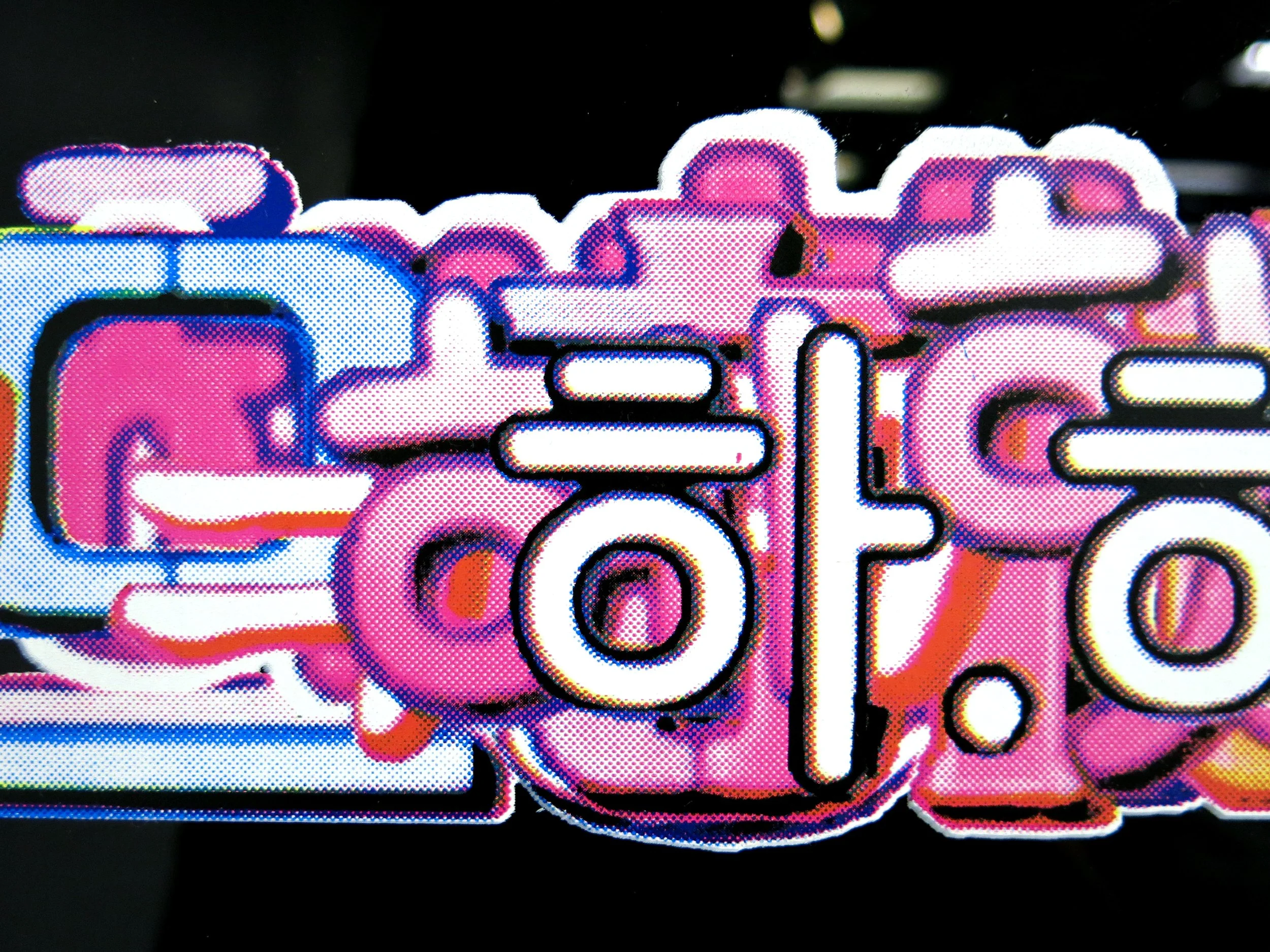   Assorted subtitle laughter from season 2  (2022) CMYK screenprint on black acrylic  (detail) 