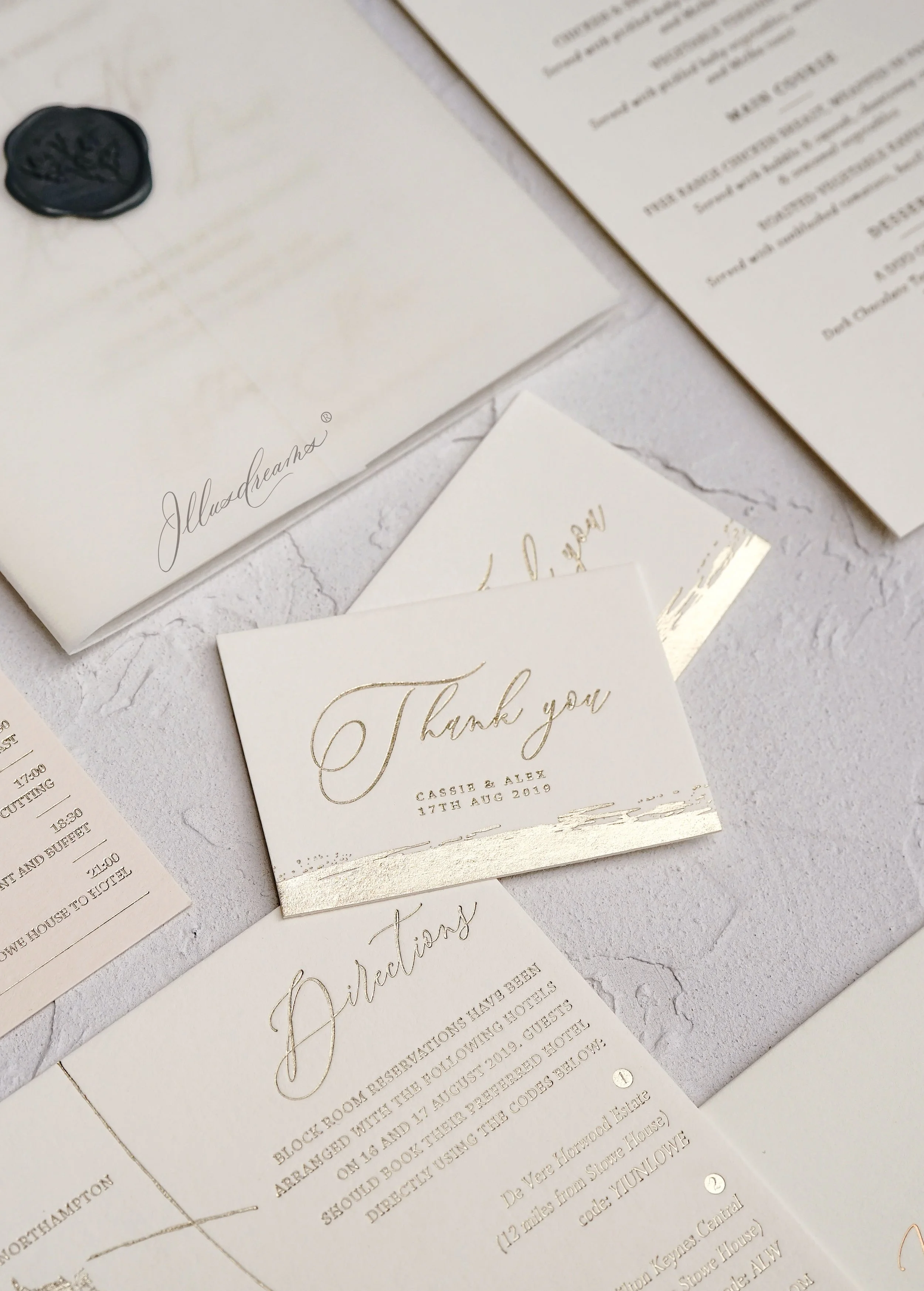 Custom Wedding Invitation Suite CASSIE  &  ALEXANDER’S  WEDDING AT STOWE HOUSE