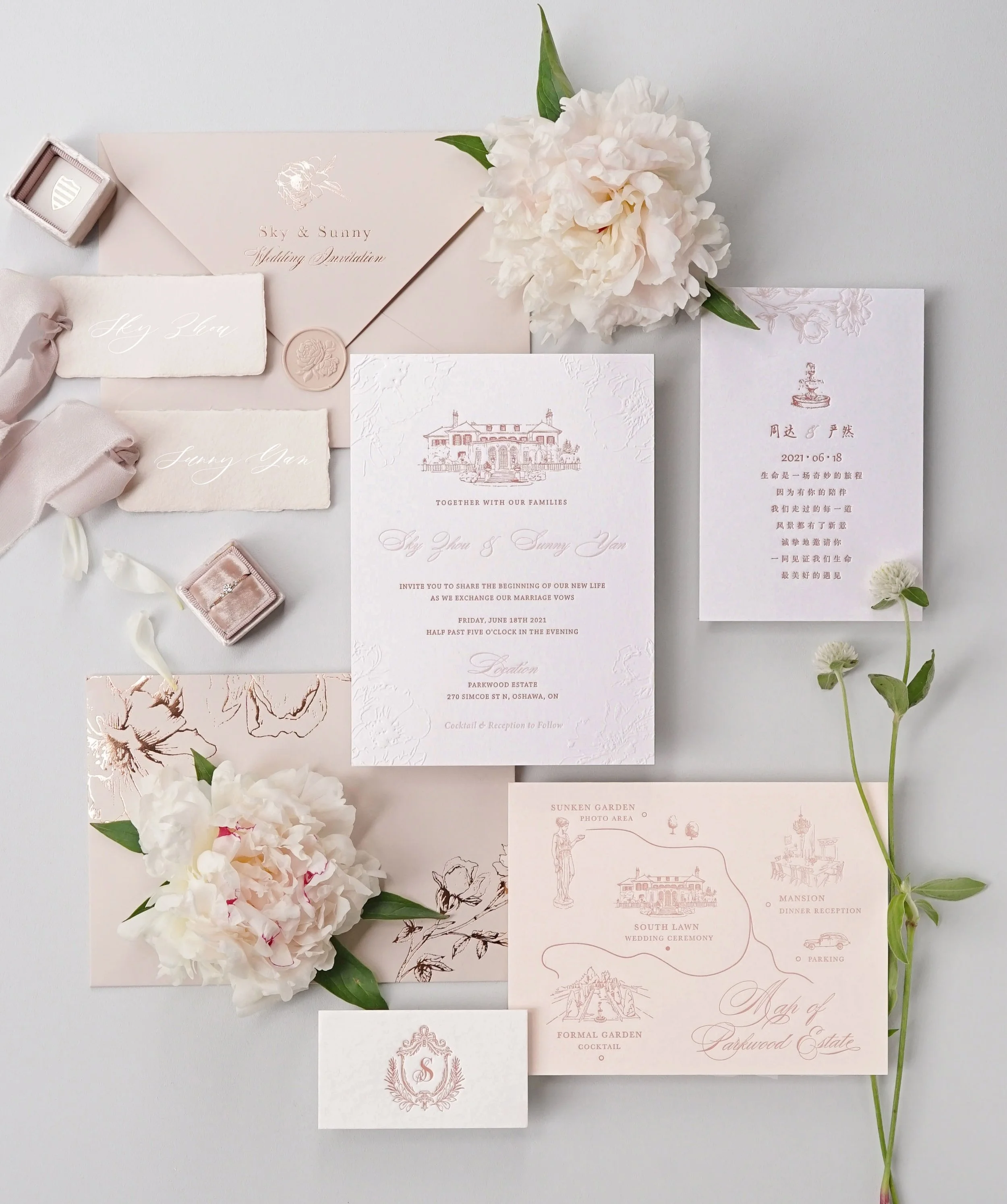 Custom Wedding Invitation Suite DUSTY PINK IN ONTARIO