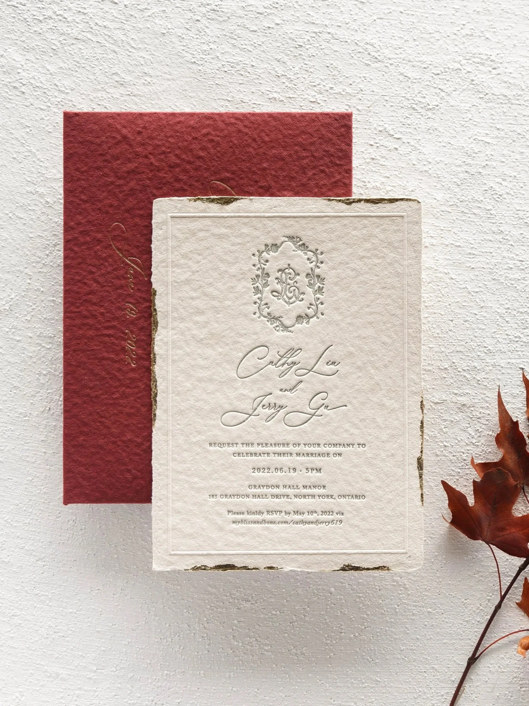 Foil+Leaf+Handmade+Paper+Suite+in+Asian+Styled.jpg