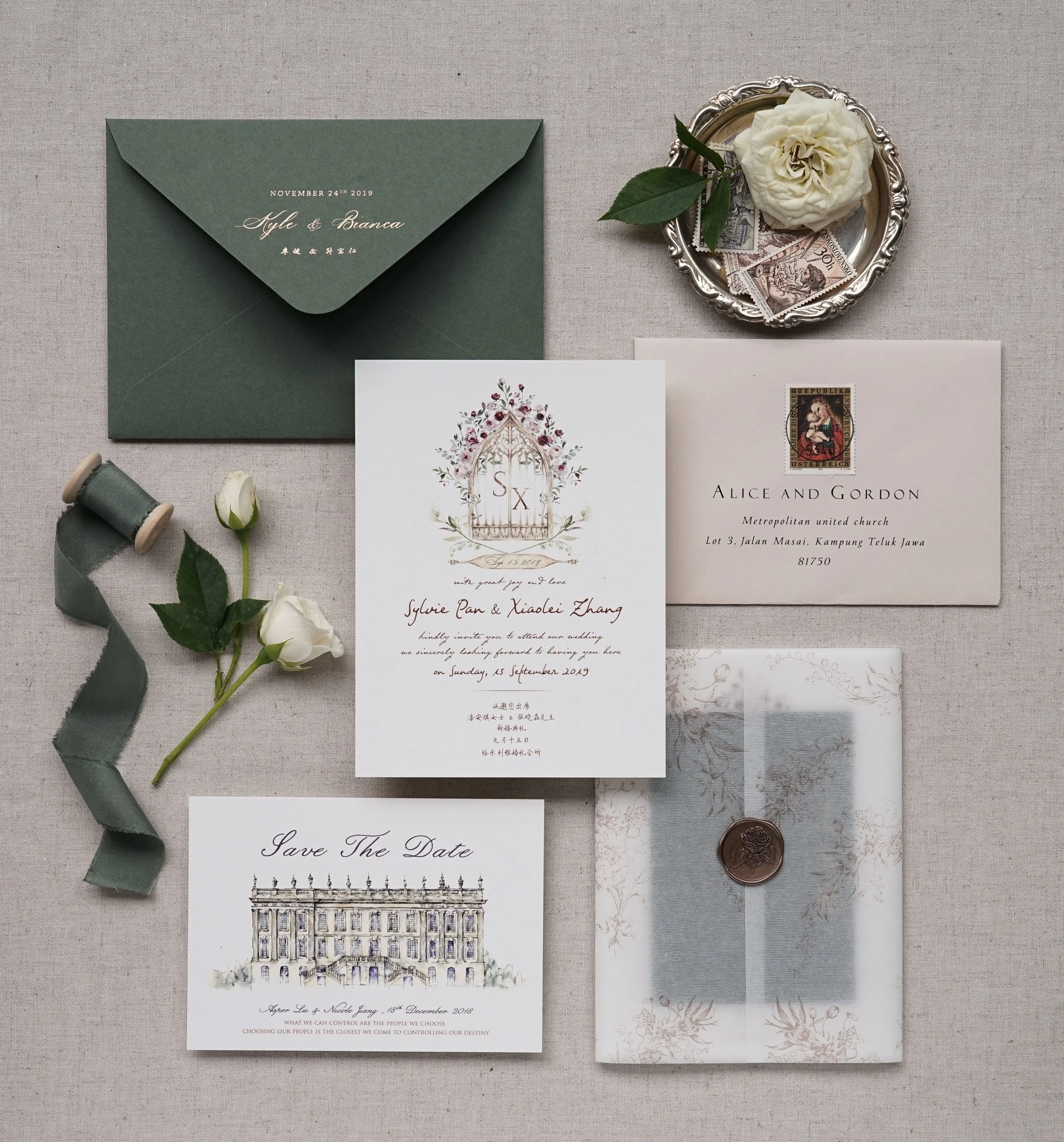 Custom Wedding Invitation SYLVIE &  XIAOLEI’S YORK CHURCH WEDDING