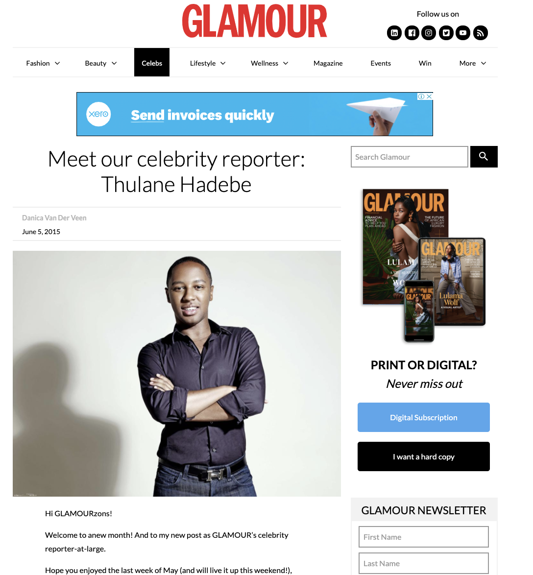 Glamour.co.za - https://www.glamour.co.za/celebrity-news/meet-our-celebrity-reporter-thulane-hadebe-17302260