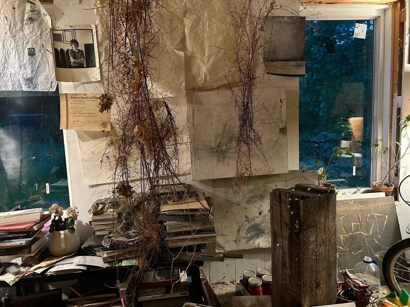 Studio Night #artstudio #contemporaryart #painting #drawing #mixedmedia #artlife #poetry #night