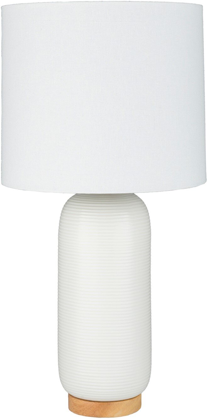 White Ceramic Lamp w/Wooden Base