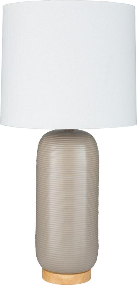 Khaki Ceramic lamp w/Wooden Base