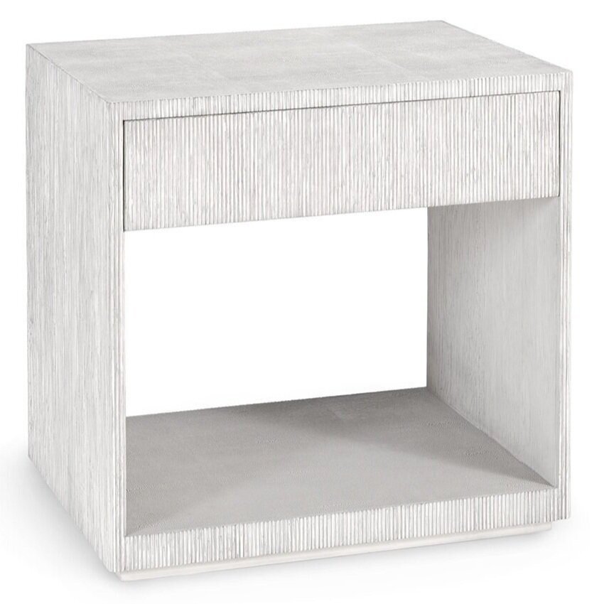 Faux Shagreen &amp; Reed Side Table