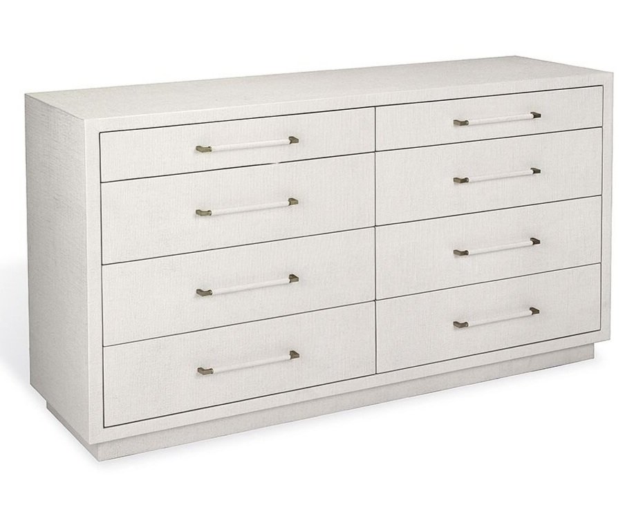 Faux Linen 8 Drawer Chest-White