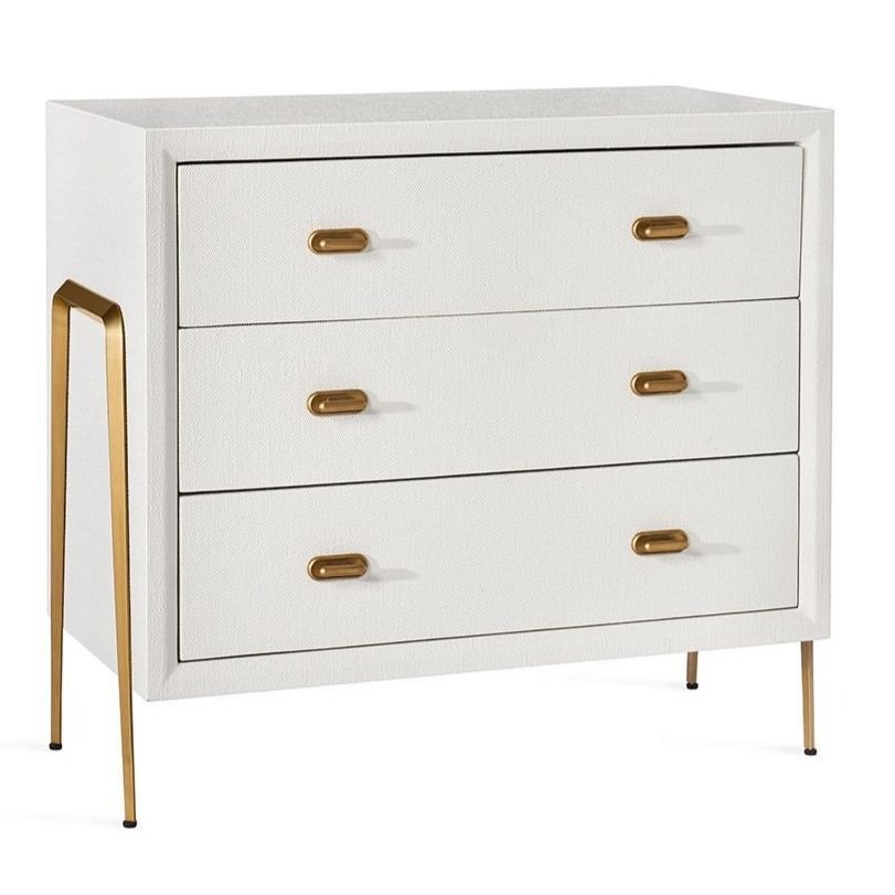 Faux Linen Chest with Brass Frame