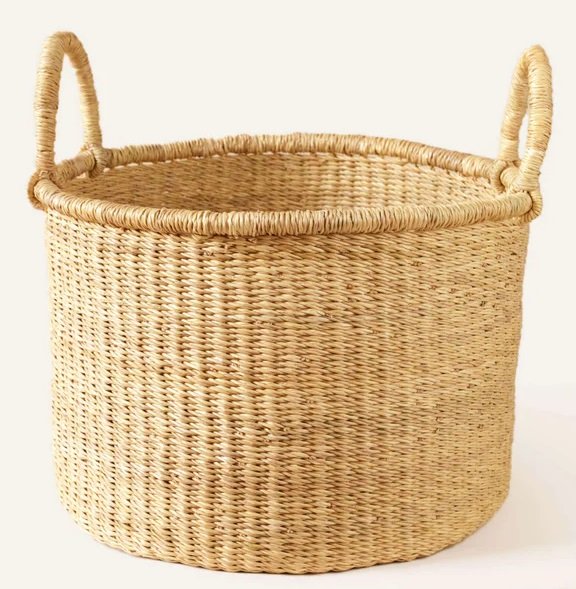 Bolga Floor Basket with Handles 16Wx10.5H