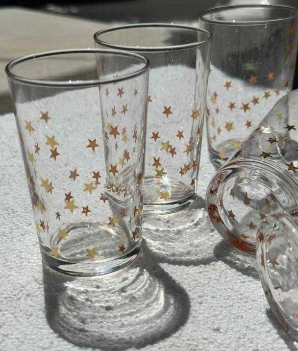 Tea Glass-Gold Little Stars