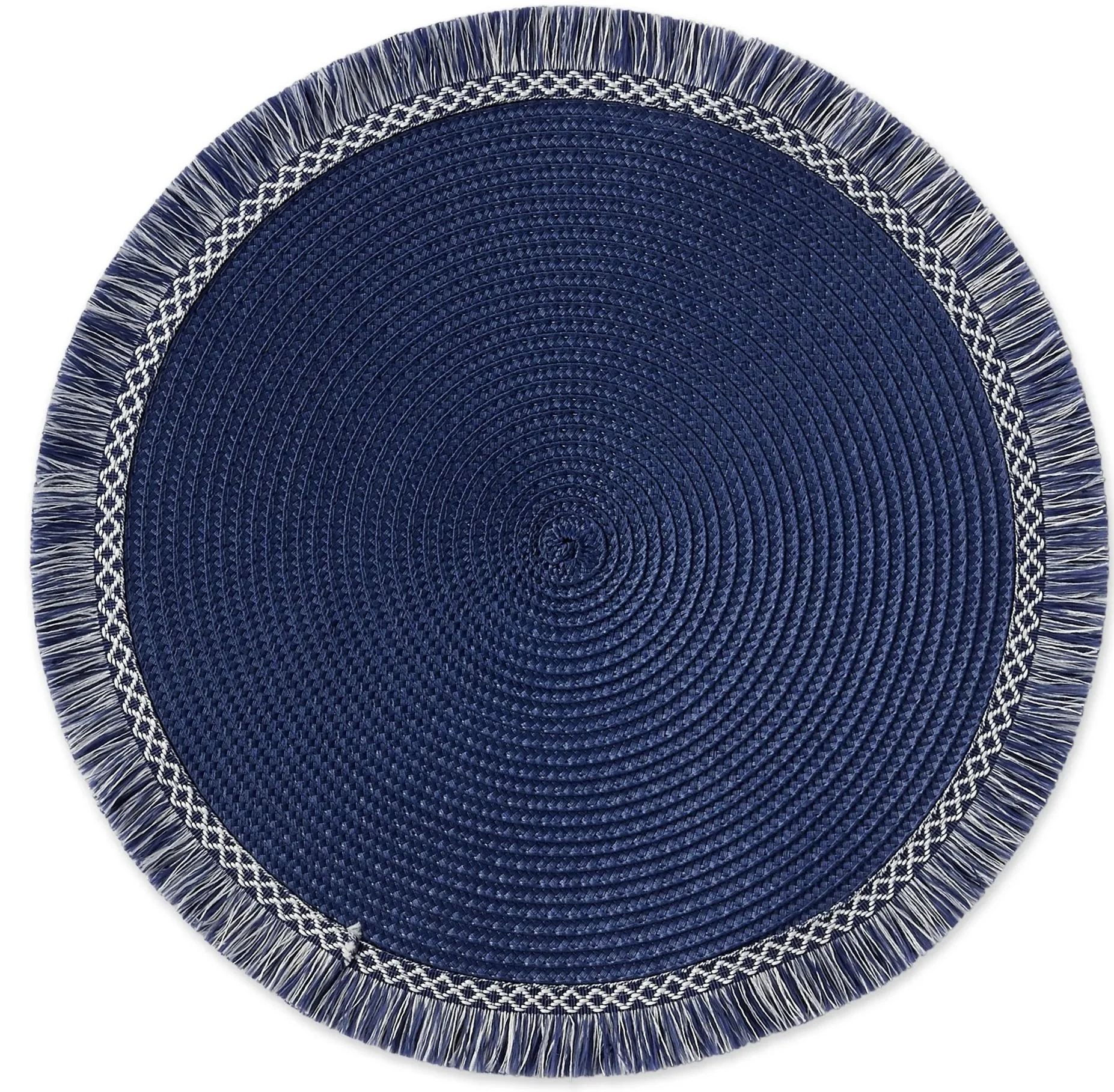 Midnight Bl Round Fringed Placemat 100% polypropylene