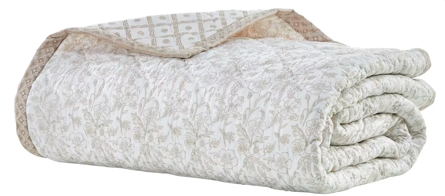 Bliss Printed Cotton Quilted Quilt-Sand