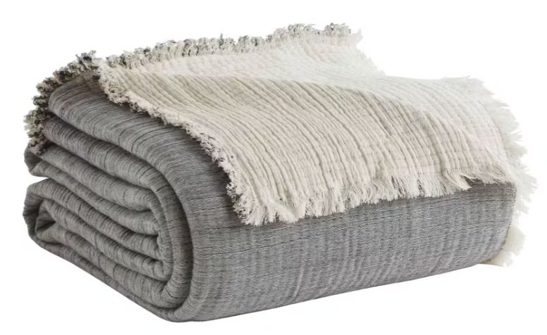 Dana Cotton Blanket-Navy
