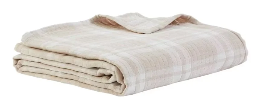 Doyle Check Cotton Blanket-Dune
