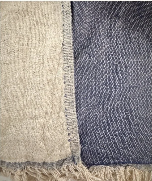 Linen Fringe Throw-Navy