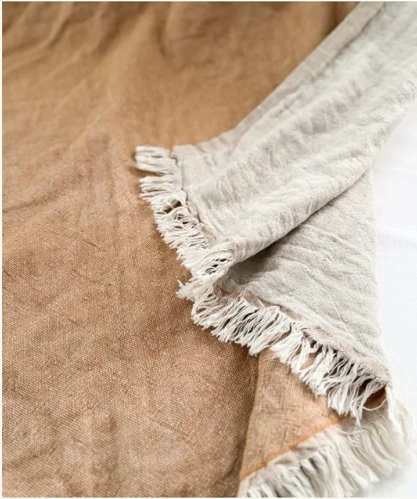 Linen Fringe Throw-Rustic Orange