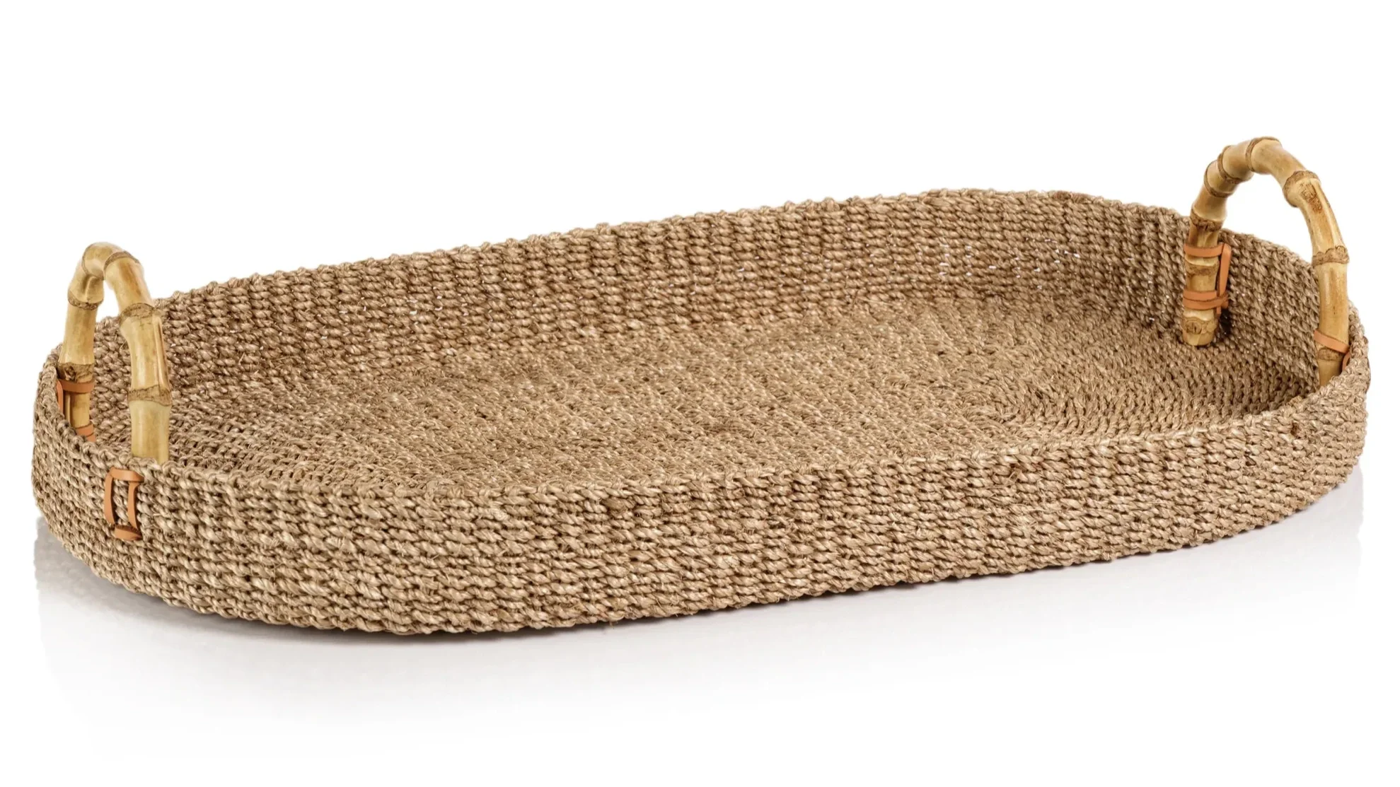 Abaca Tray with Bamboo Handles 
