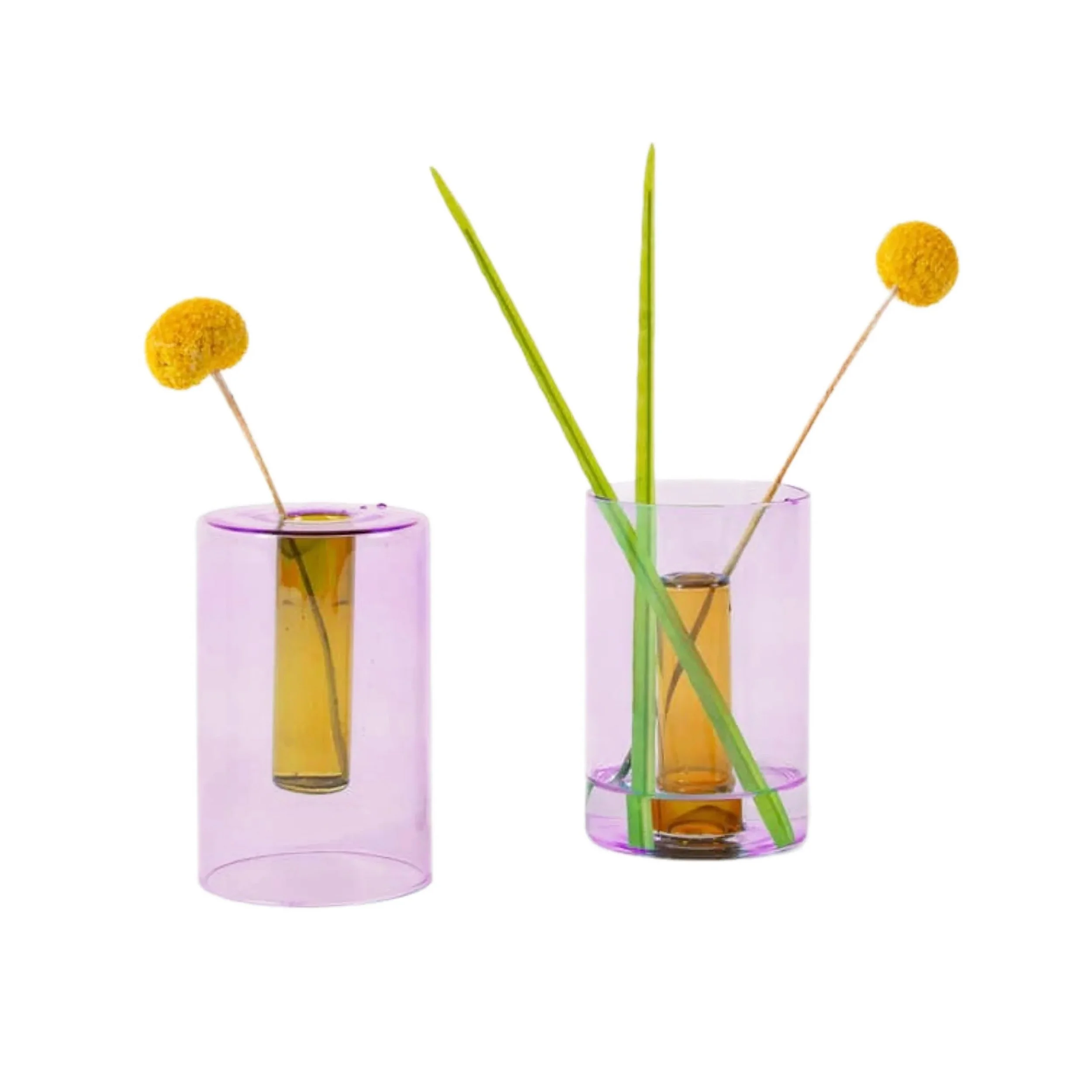 Sm. Reversable Glass Vase-Lilac/Peach