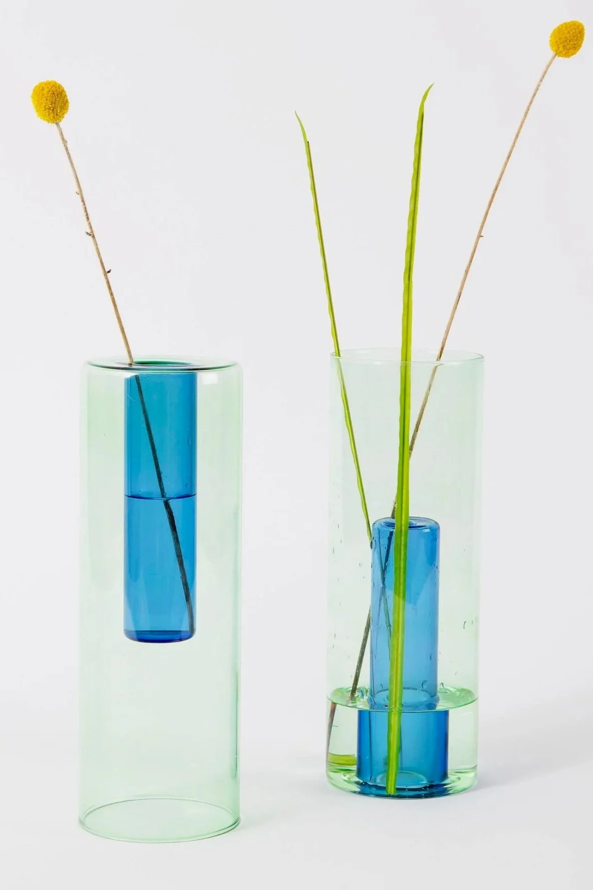 Reversible Glass Vase -Large in Green/Blue