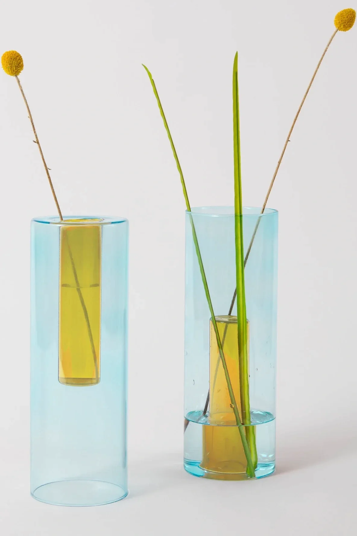 Reversible Glass Vase -Large in Blue/Yellow