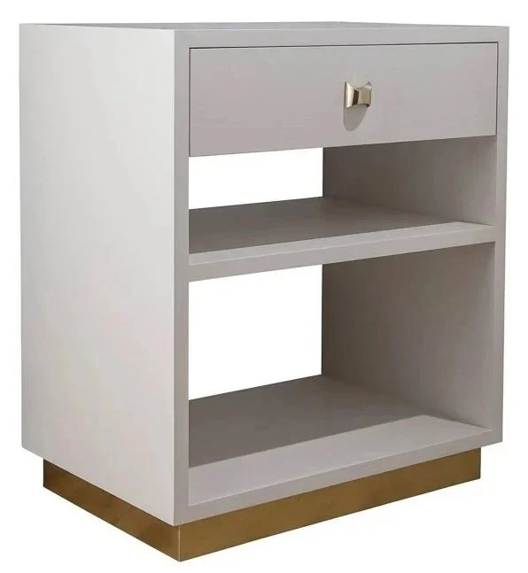 Omar Bedside Table in White w/Brass