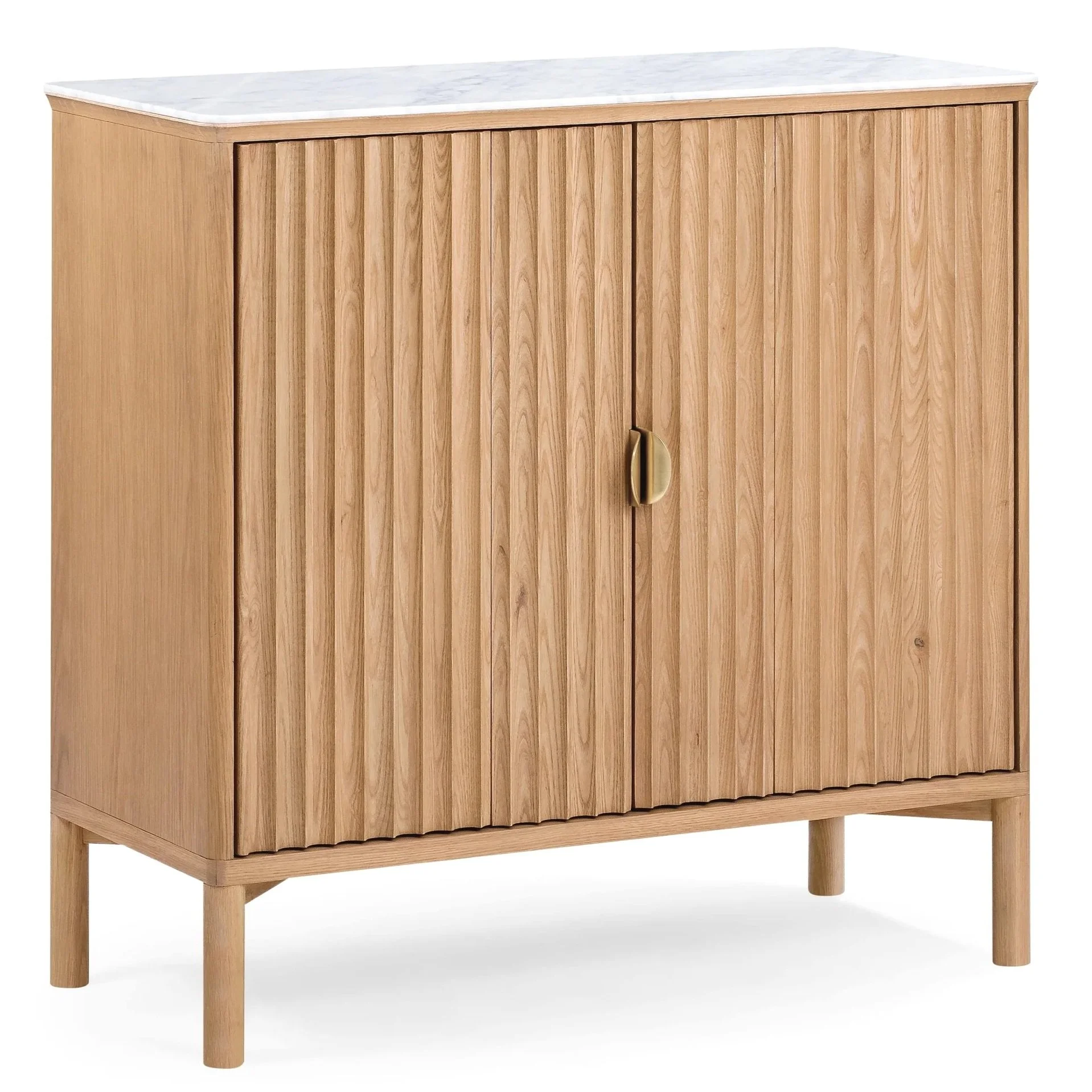 Oak Reeded Cabinet with Marble top