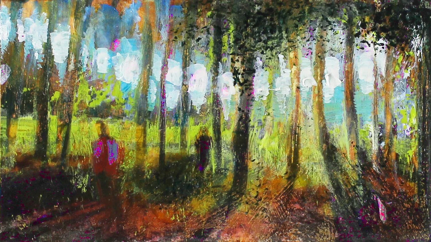 “Oak Openings, Tiny Trail Runners”, mixed media, 4”x 7”. sold