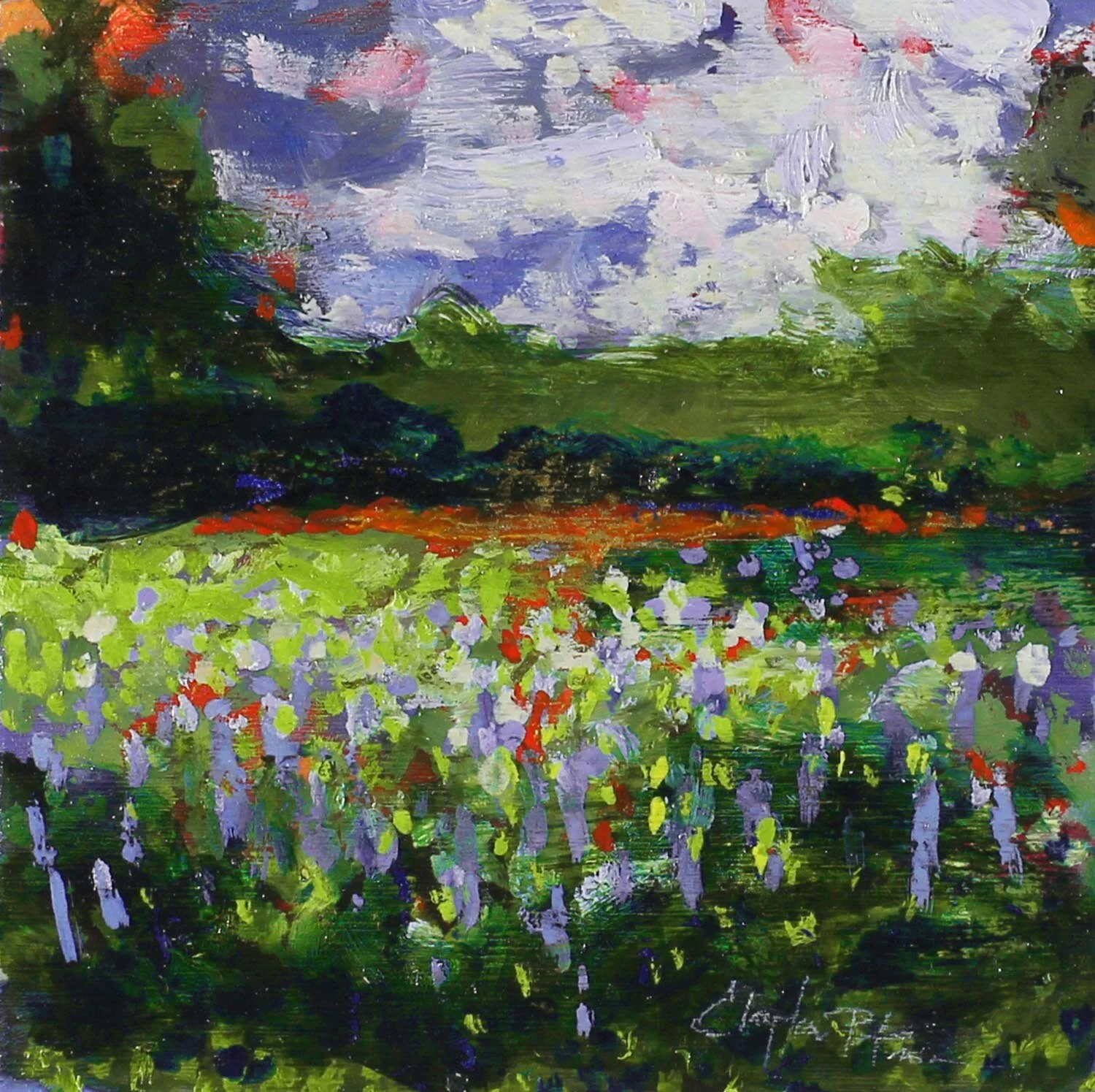 “Spring Meadow”, oil, 6”x6”
