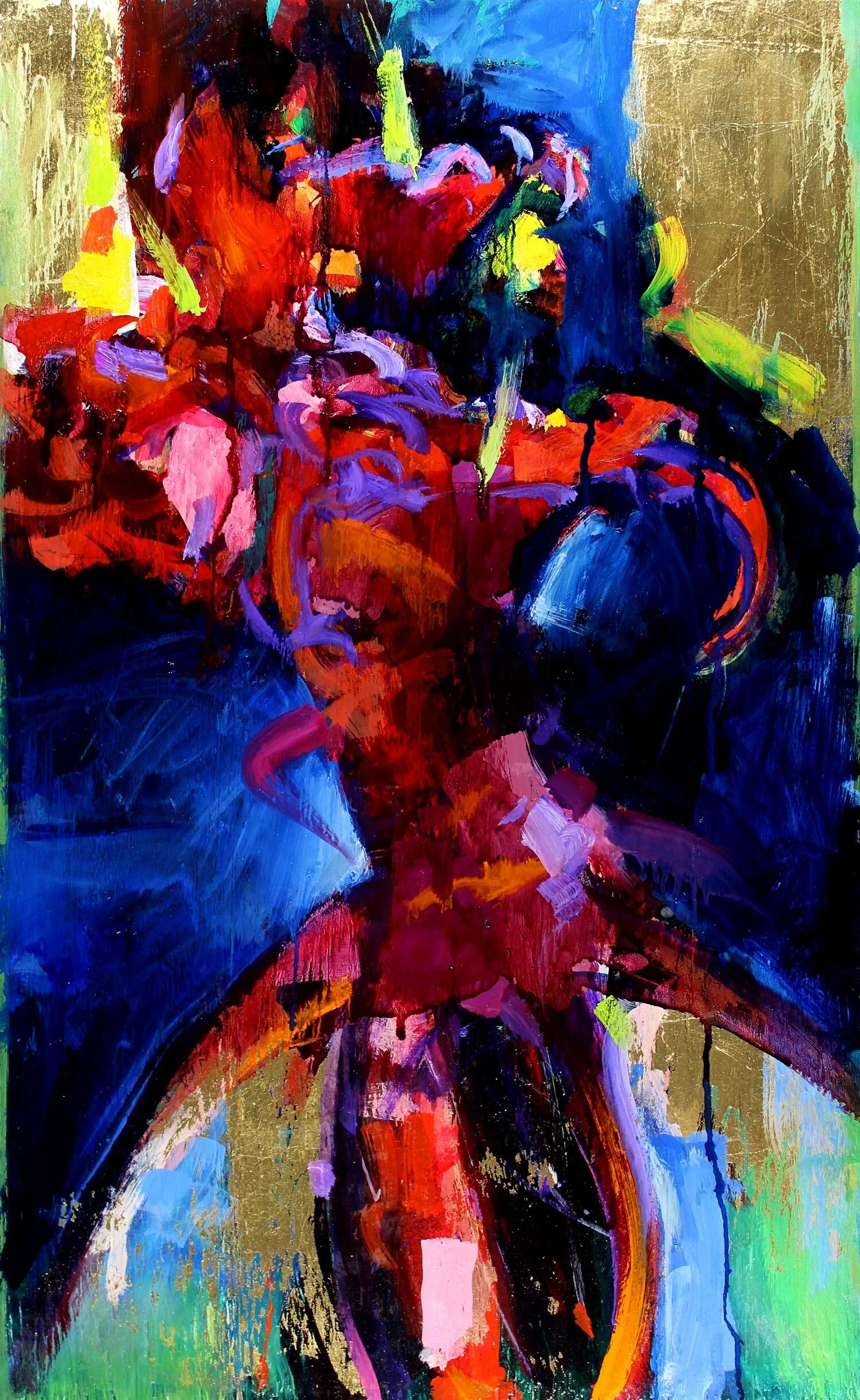 “Another Red Lily Vase”, mixed media, 26’X16”